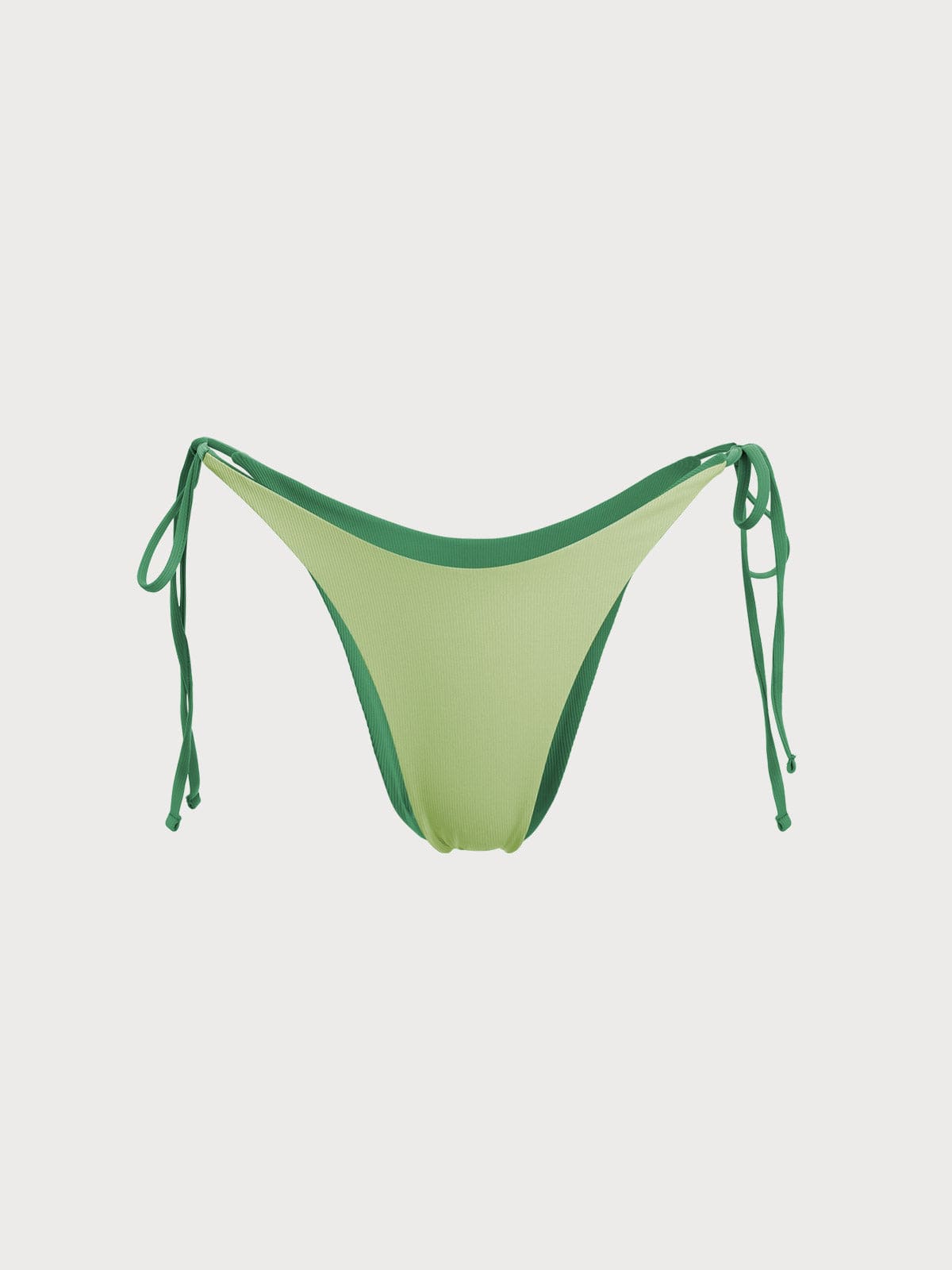 Ribbed Tie Reversible Bikini Bottom-Green