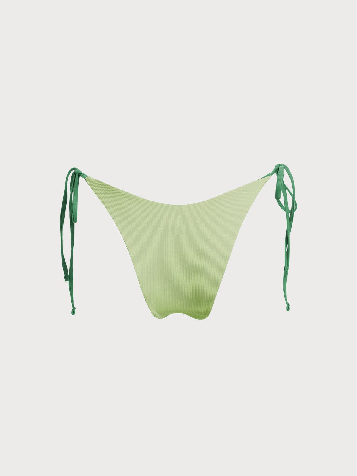 Ribbed Tie Reversible Bikini Bottom-Green