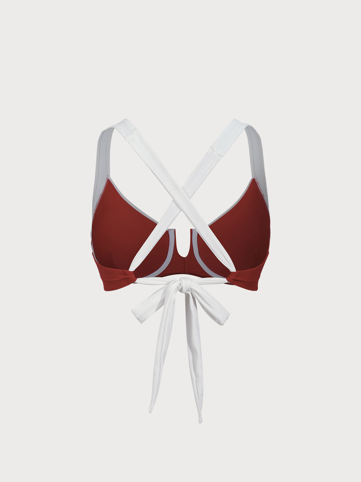 Red Contrast V Notch Plus Size Bikini Top