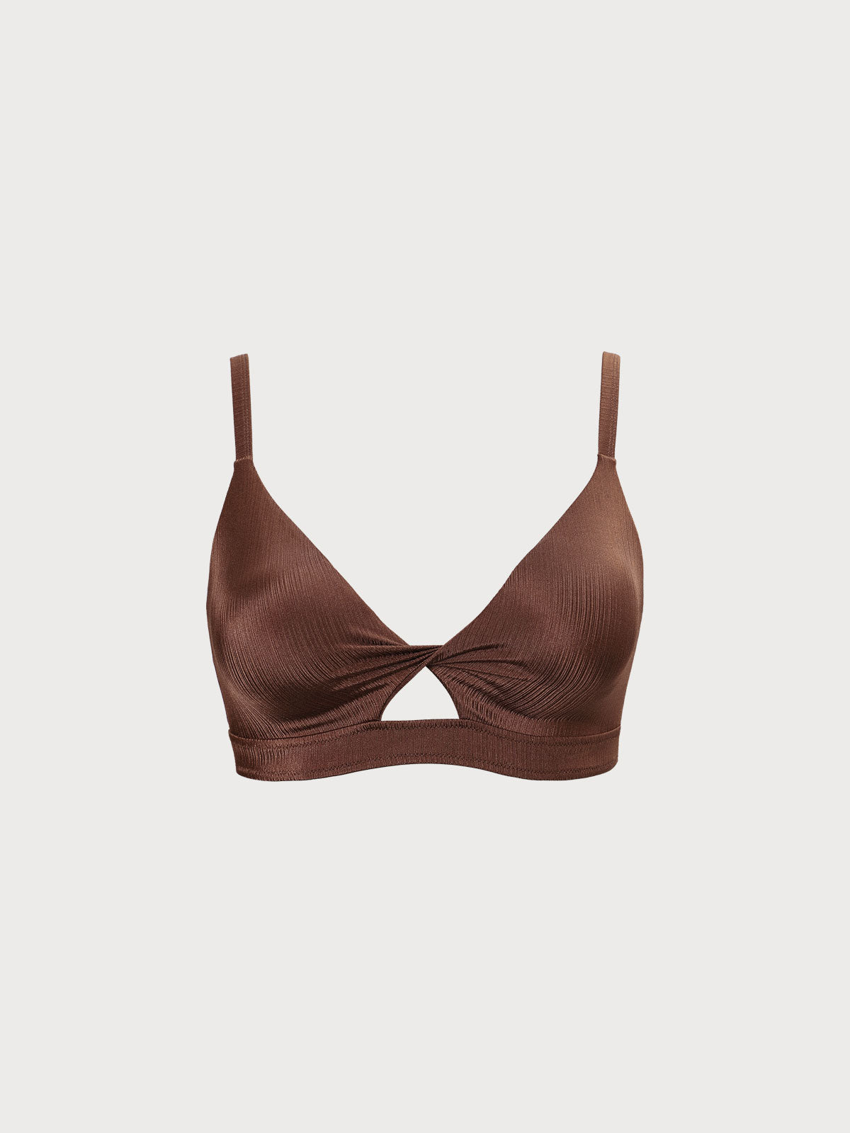 Coffee Twist Cutout Plus Size Bikini Top