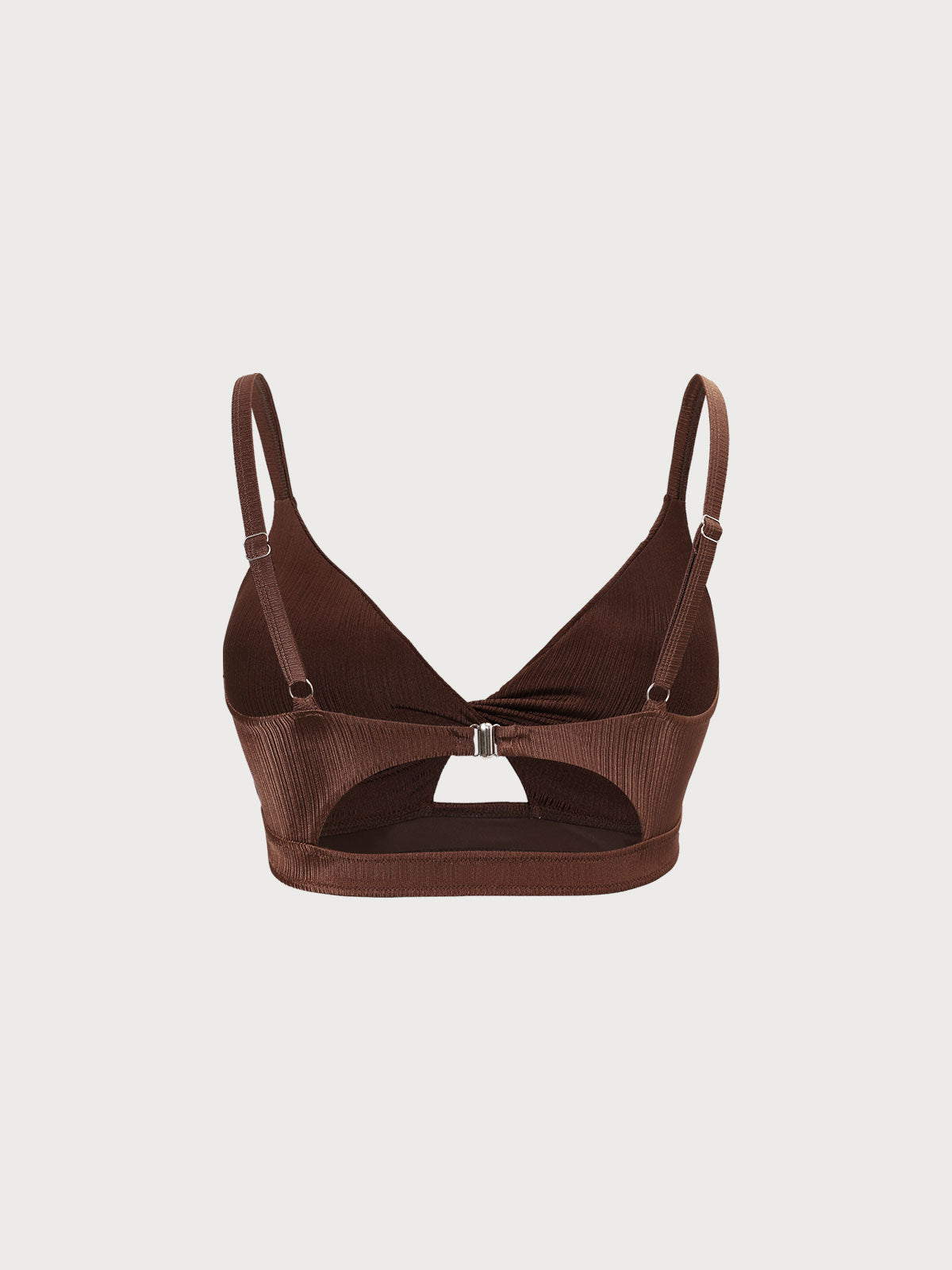 Coffee Twist Cutout Plus Size Bikini Top