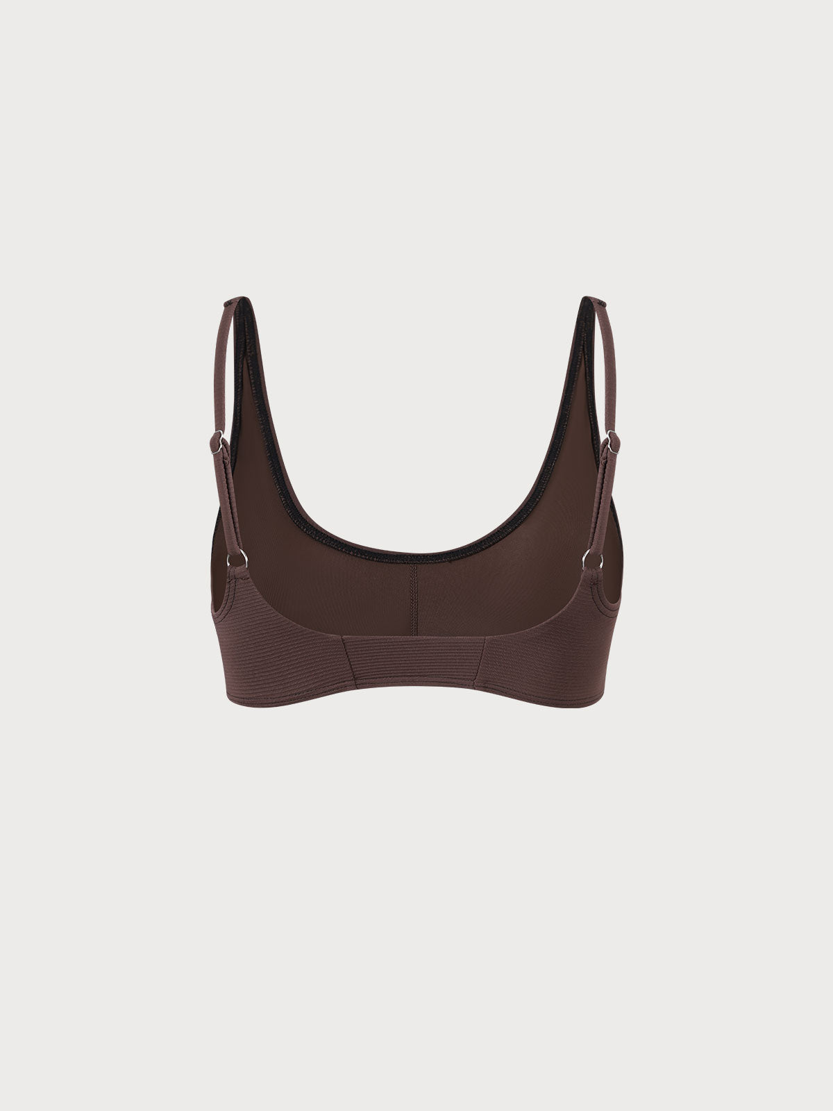 Coffee U-Neck Ribbed Seam Bikini Top