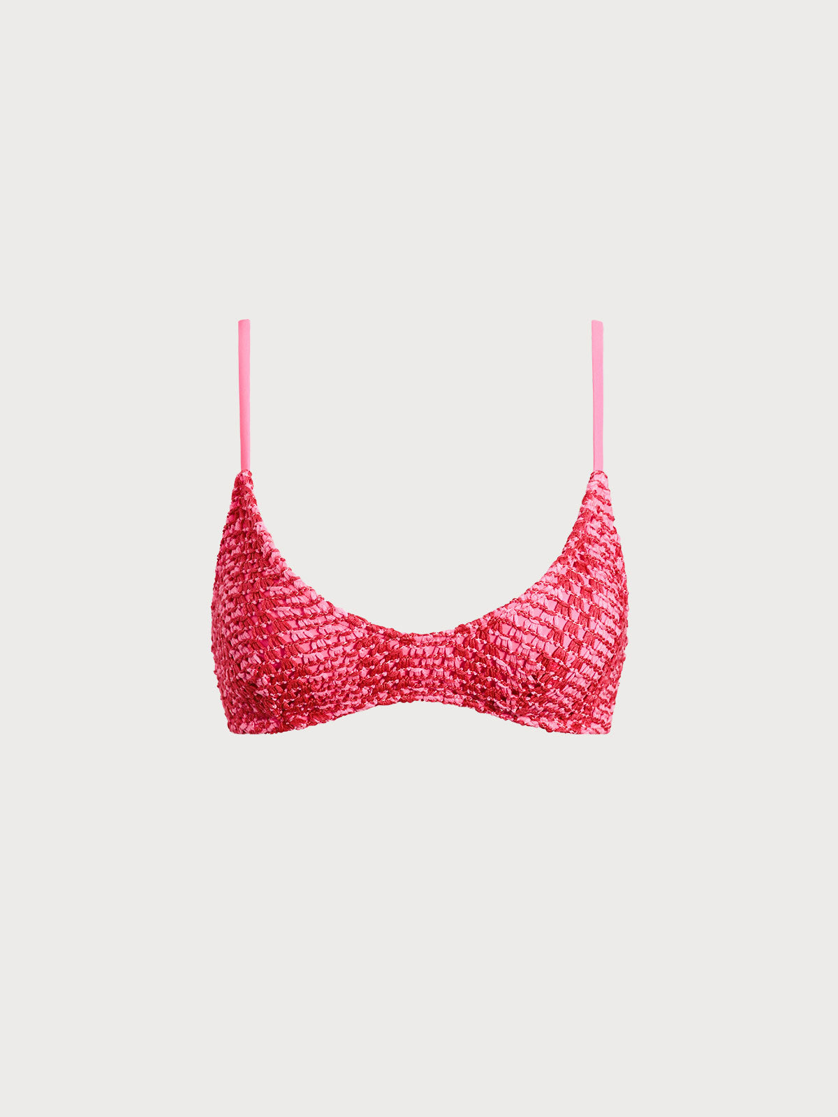 Red Striped Crochet Bikini Top