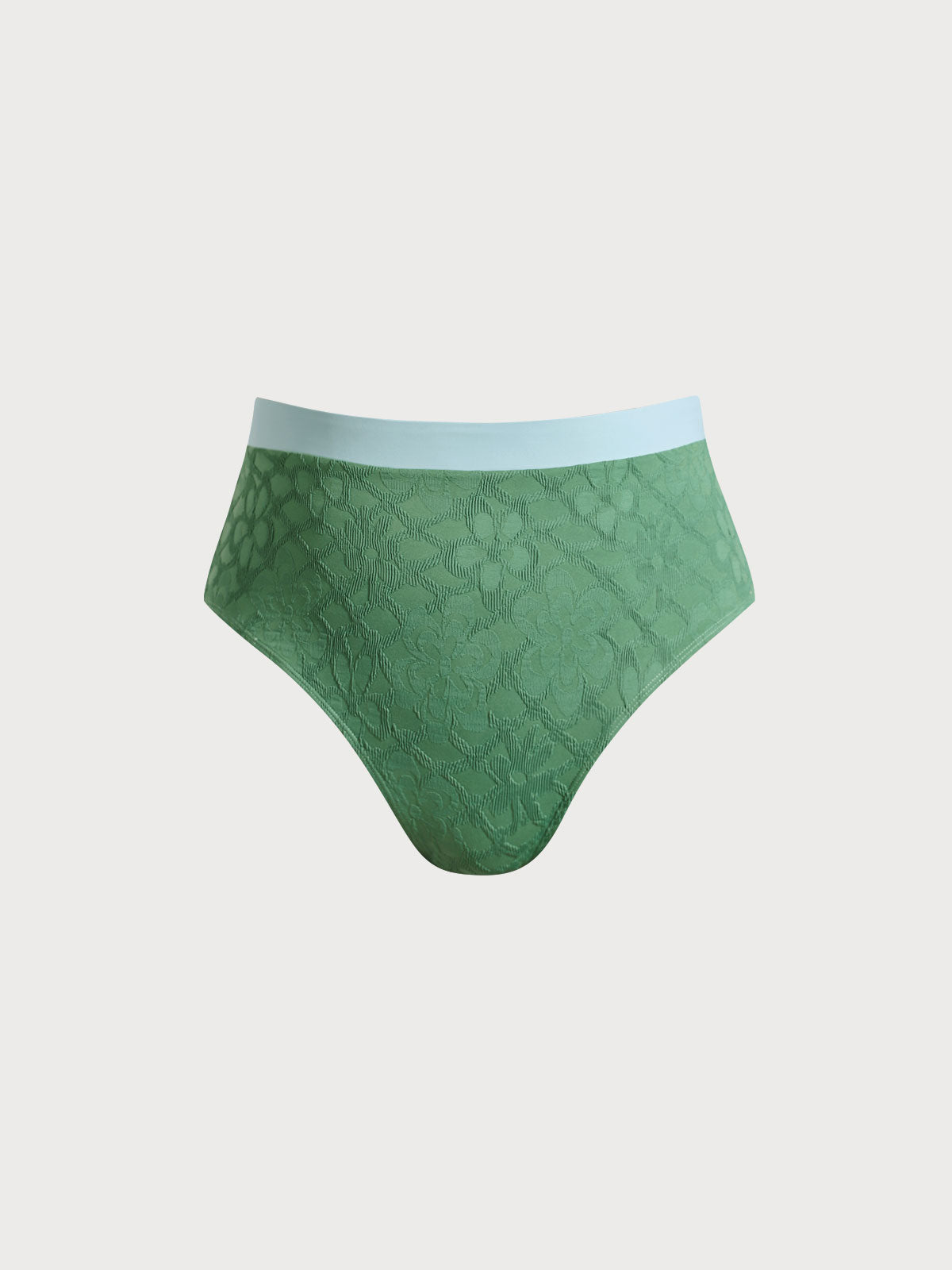 Dark Green Contrast Trim Plus Size Bikini Bottom