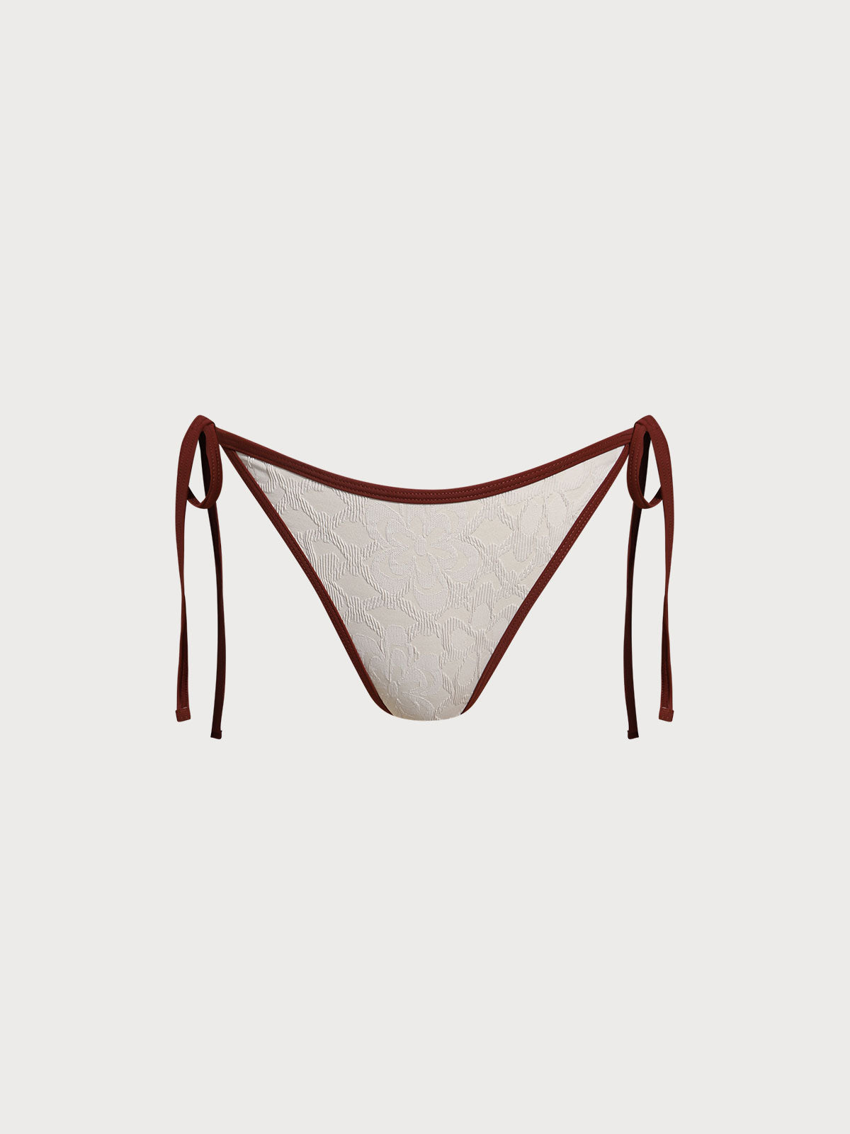 Off White Contrast Tie Bikini Bottom