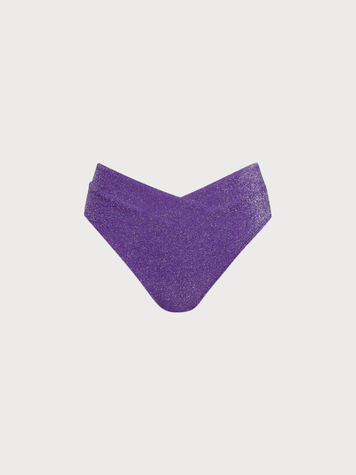 Purple Lurex V Cut Full Coverage Bikini Bottom