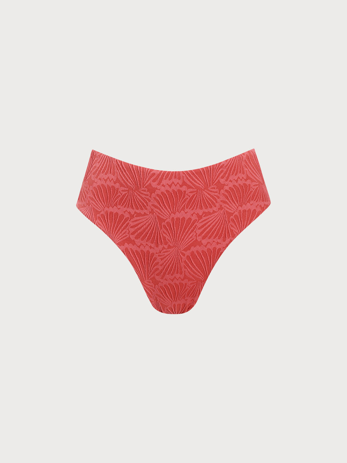 Red Jacquard Full Coverage Bikini Bottom
