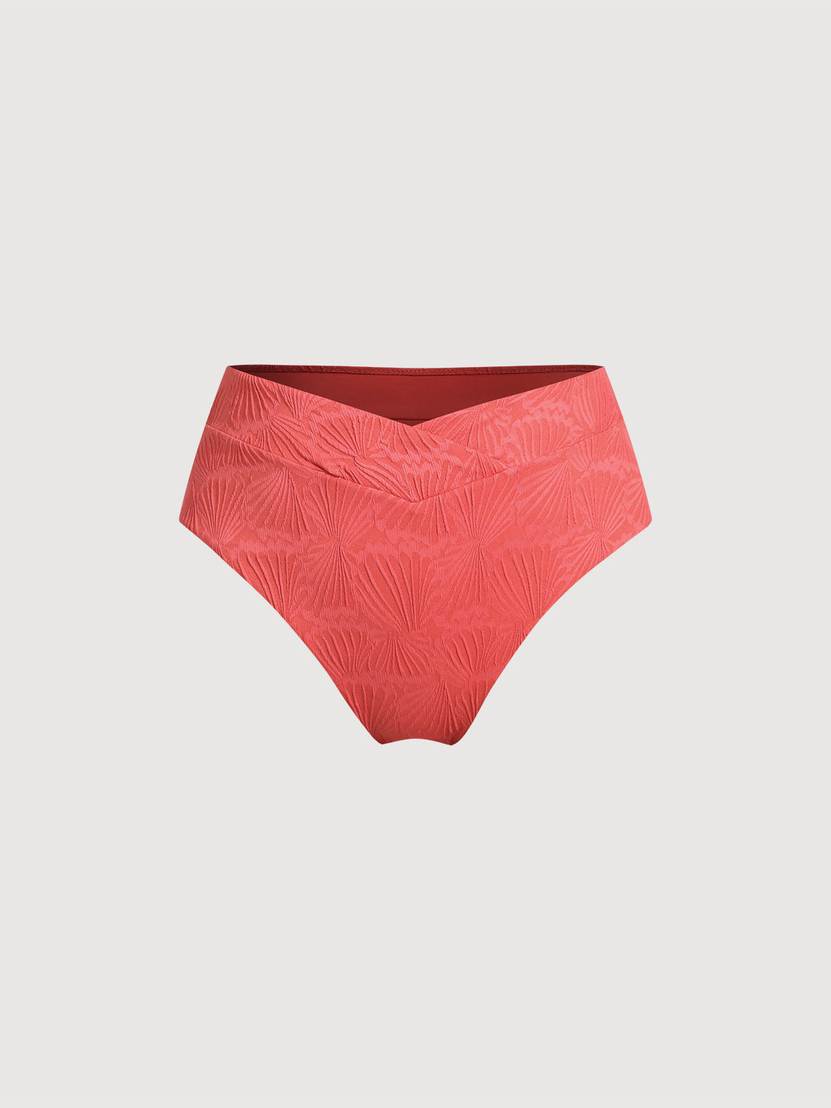Red Jacquard V Cut Plus Size Bikini Bottom