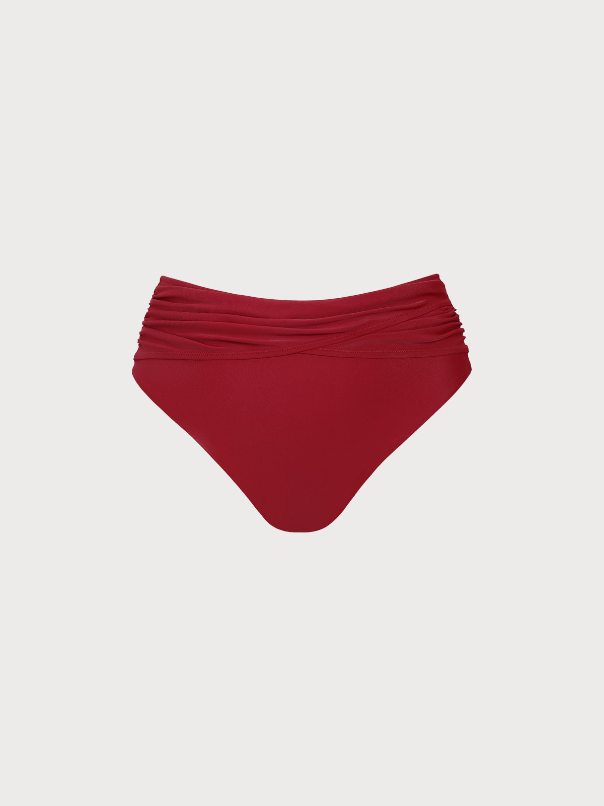 Red Ruched Plus Size Bikini Bottom