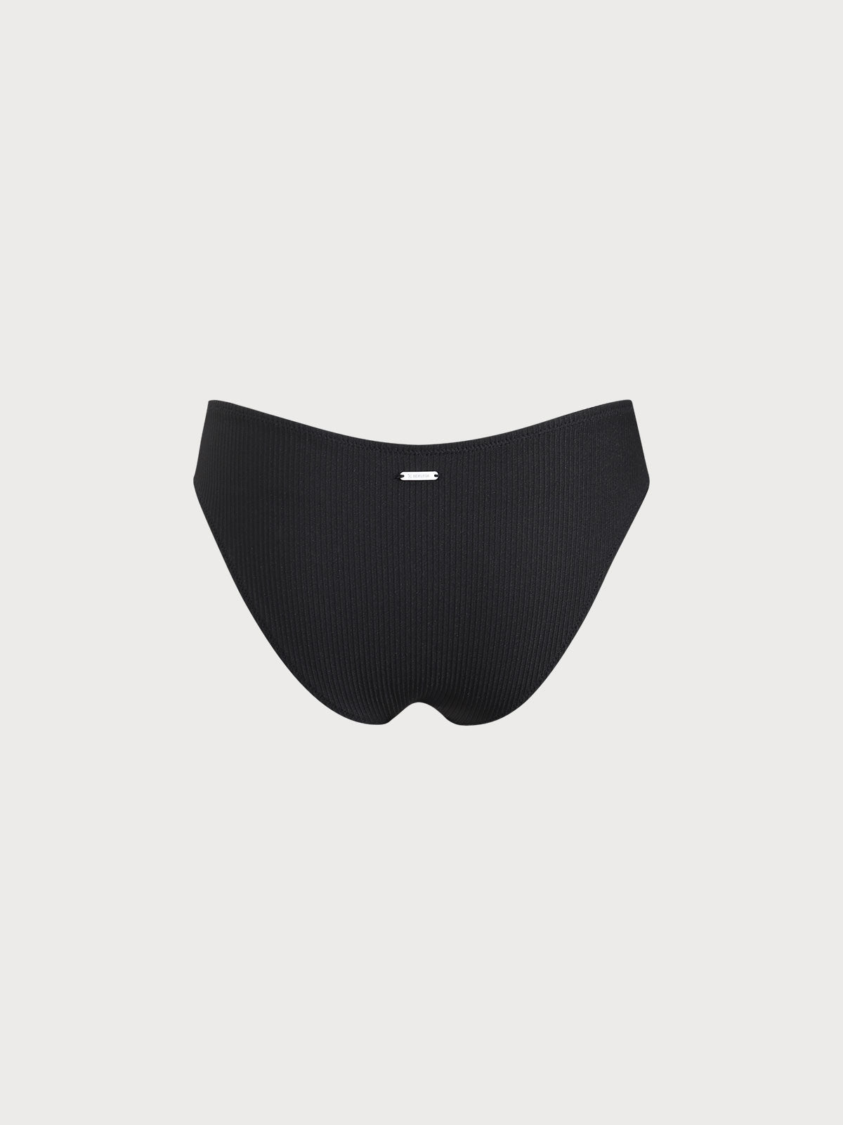 Black Ribbed Ruched Bikini Bottom