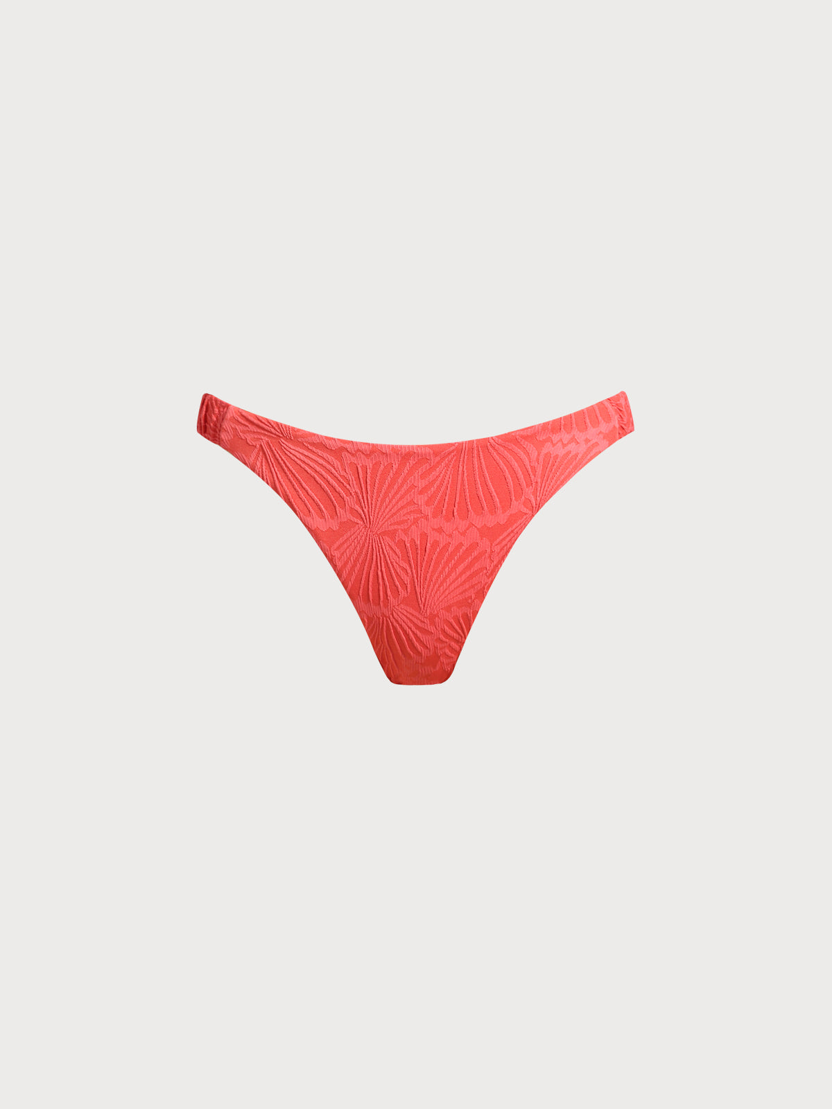 Red Textured Elastic Bikini Bottom