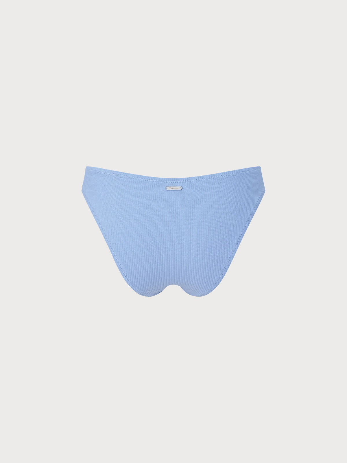 Light Blue Ribbed Contrast Bikini Bottom