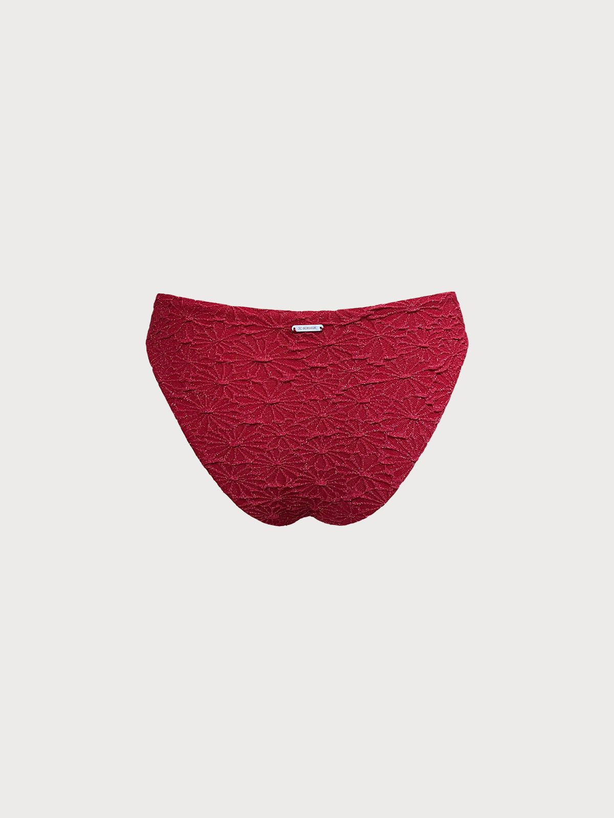 Wine Red Textured O-Ring Bikini Bottom
