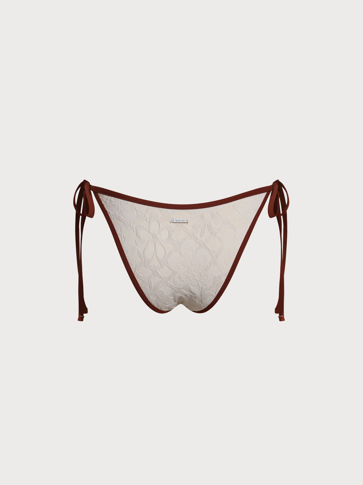 Off White Contrast Tie Bikini Bottom