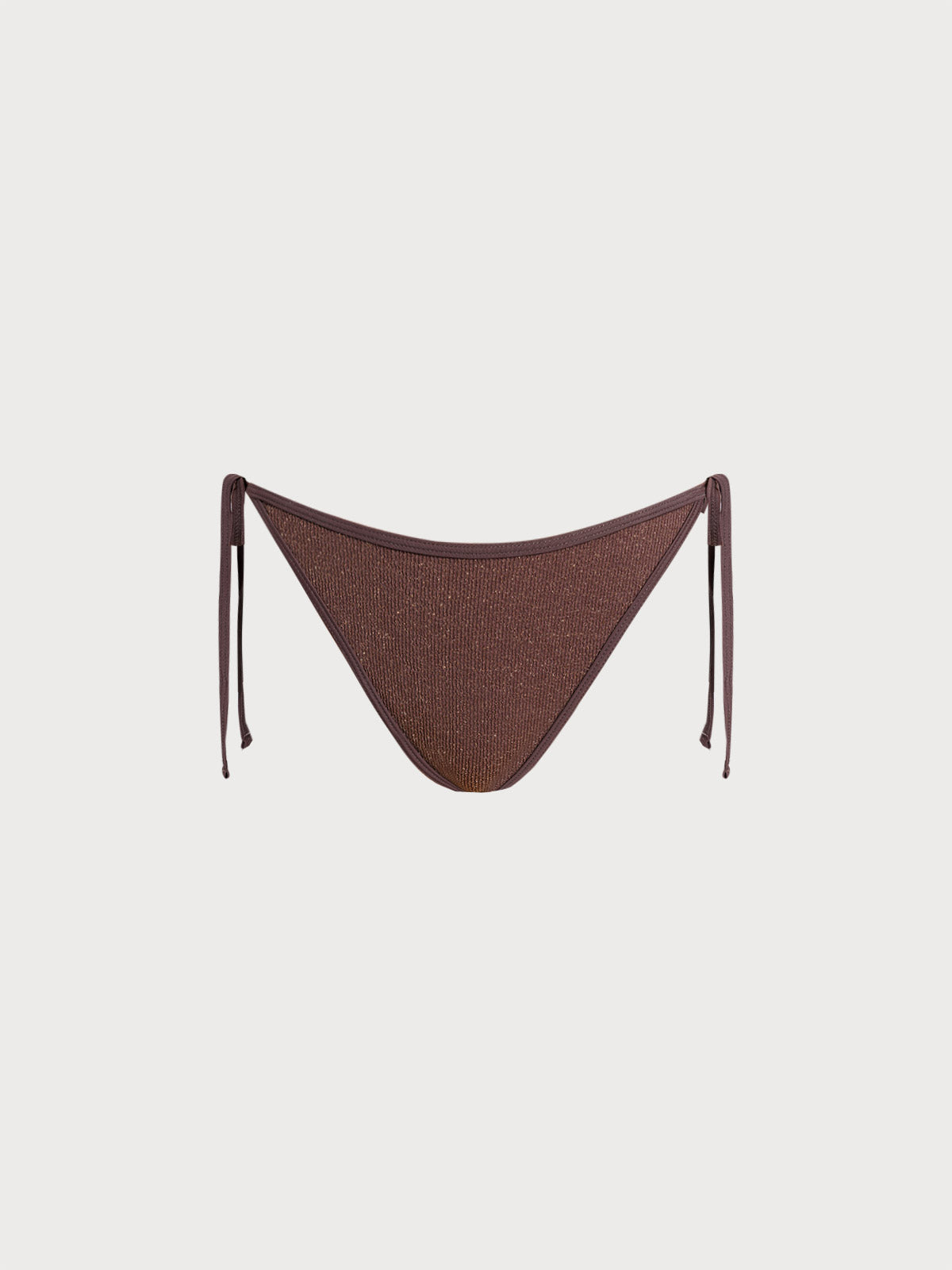 Dark Coffee Lurex Tie Bikini Bottom