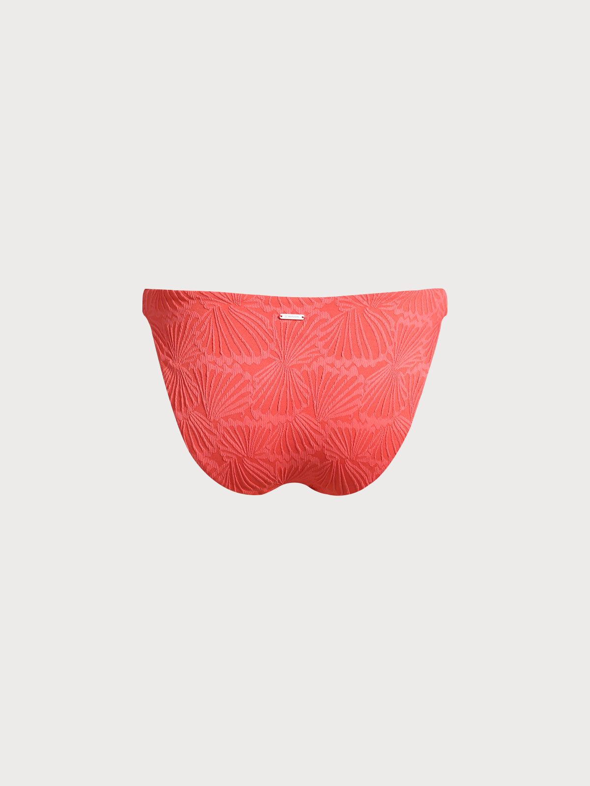 Red Textured Elastic Bikini Bottom
