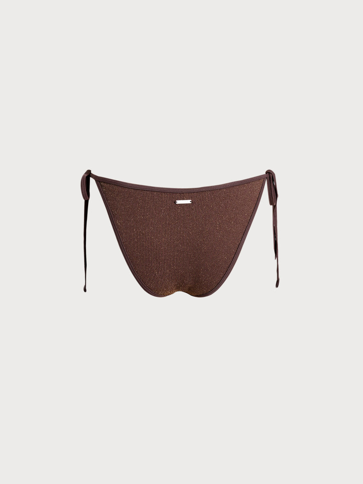Dark Coffee Lurex Tie Bikini Bottom