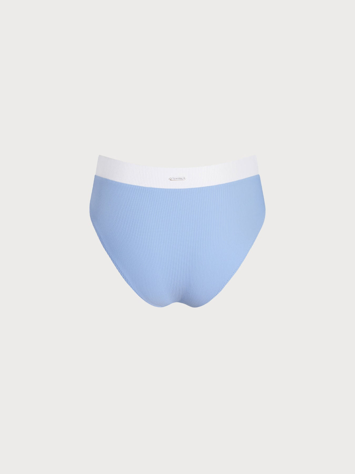 Blue Contrast High Waisted Bikini Bottom