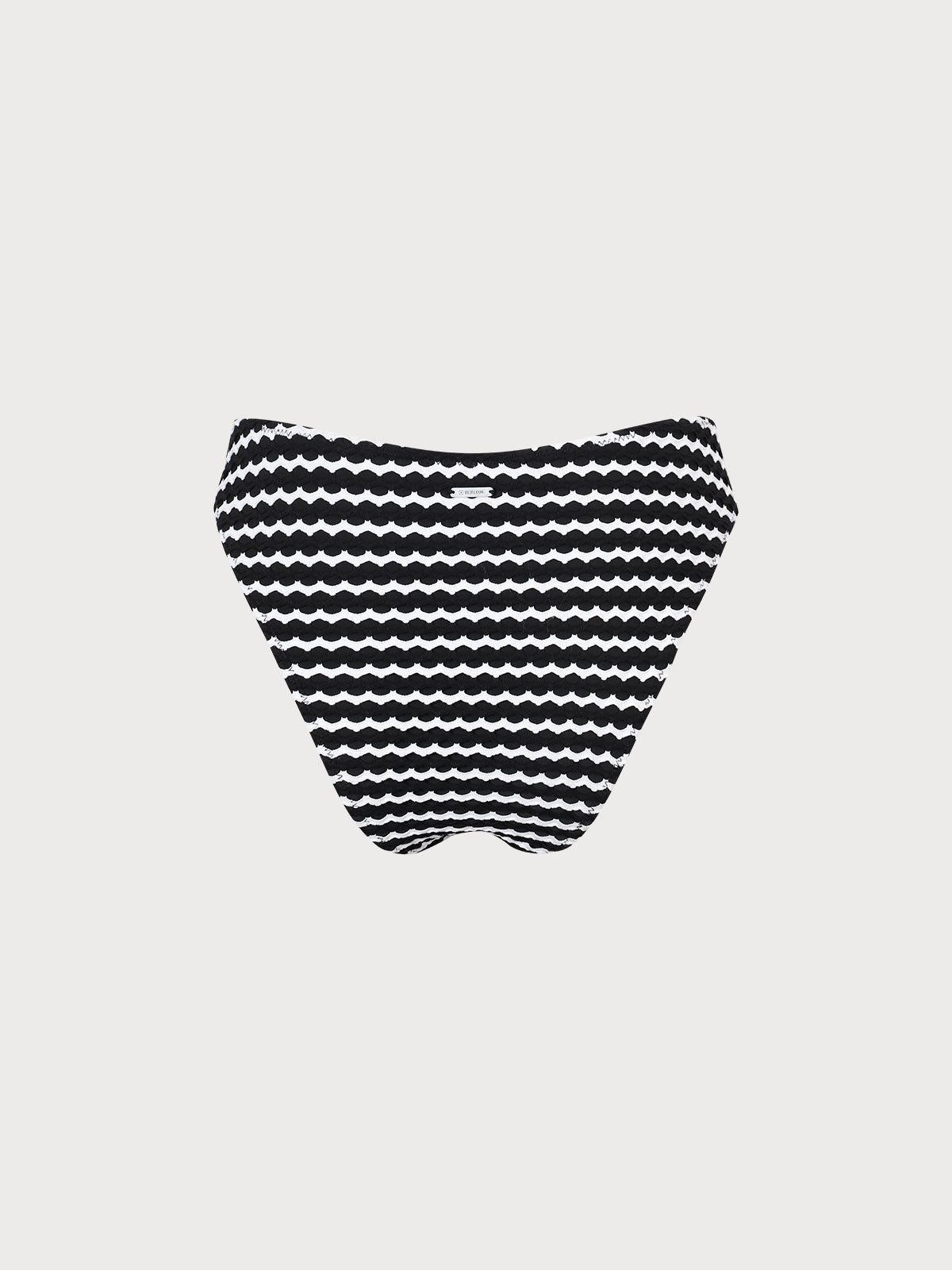 Black Geometric Textured Bikini Bottom