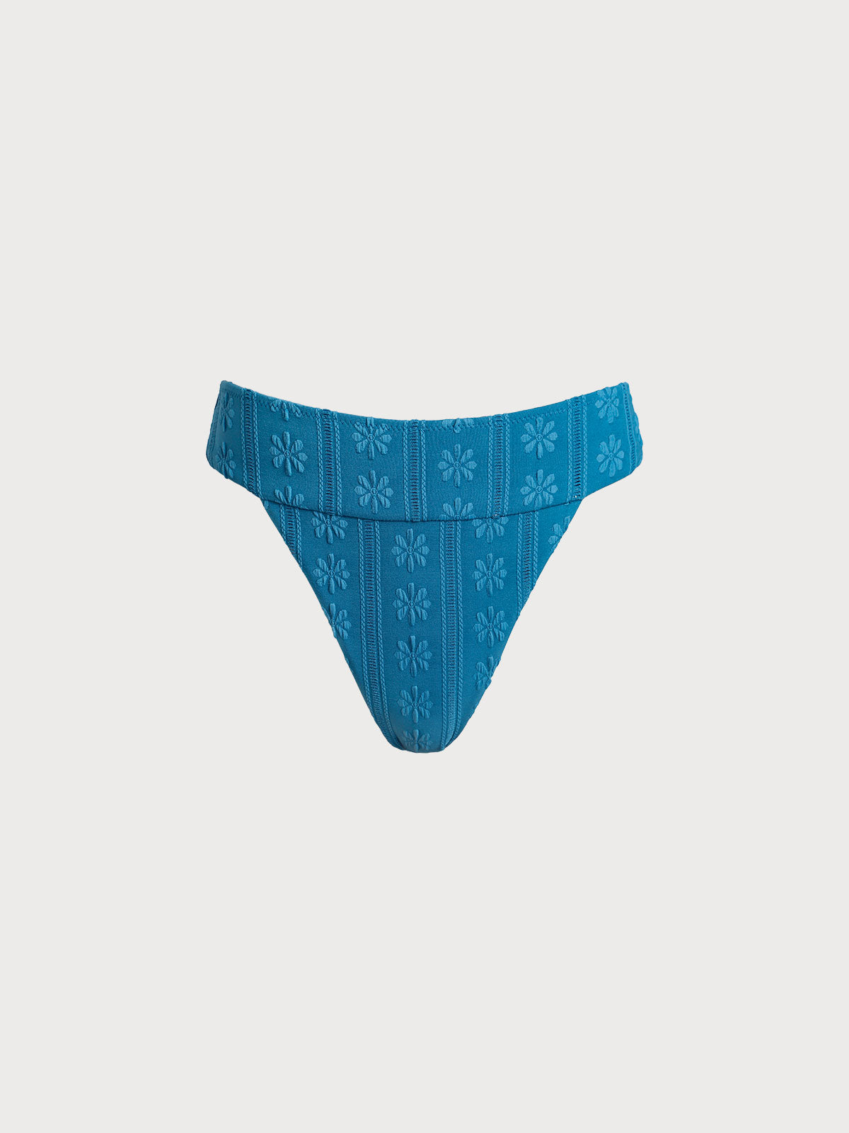 Blue Floral Jacquard Bikini Bottom