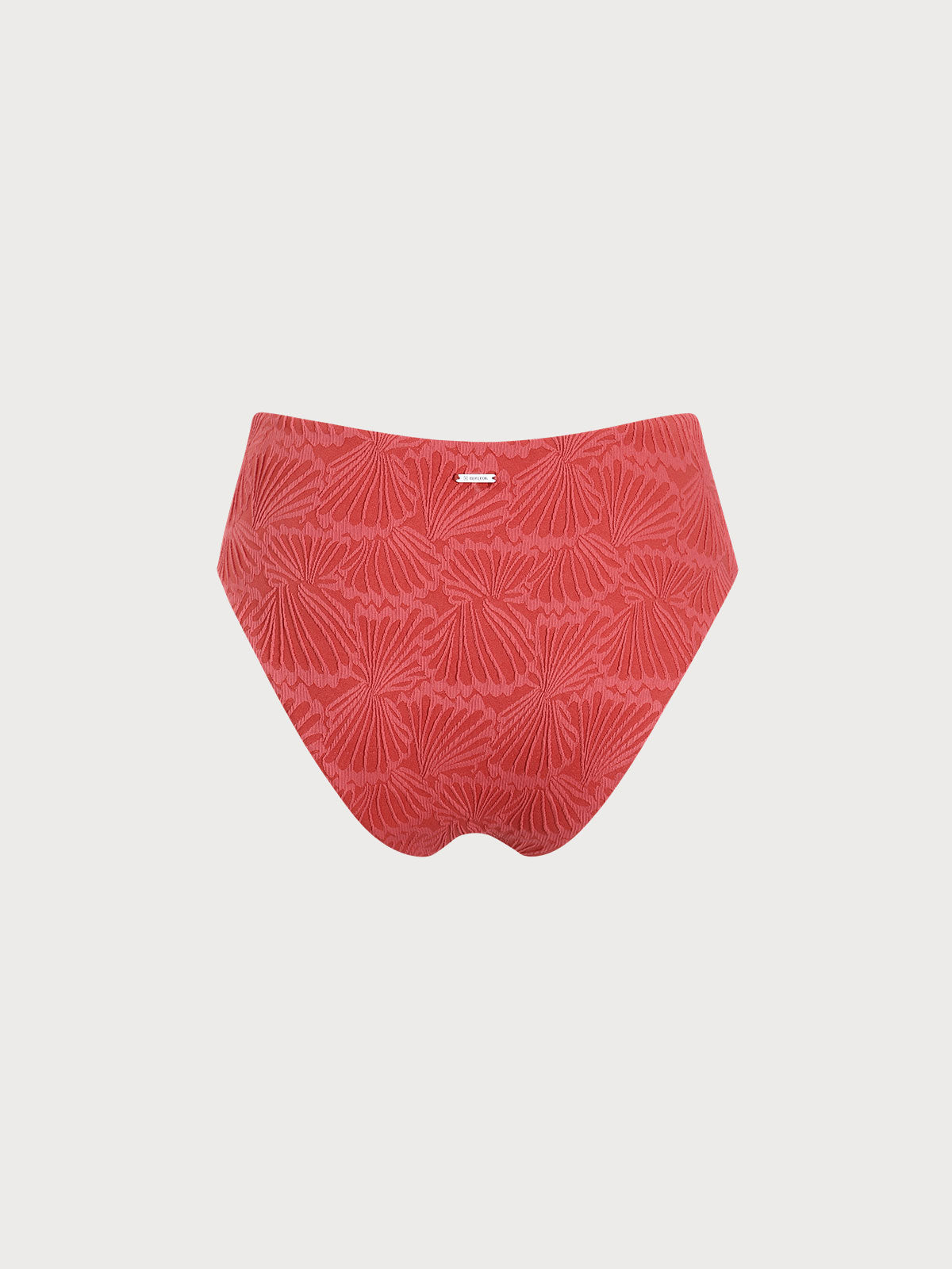 Red Jacquard Full Coverage Bikini Bottom