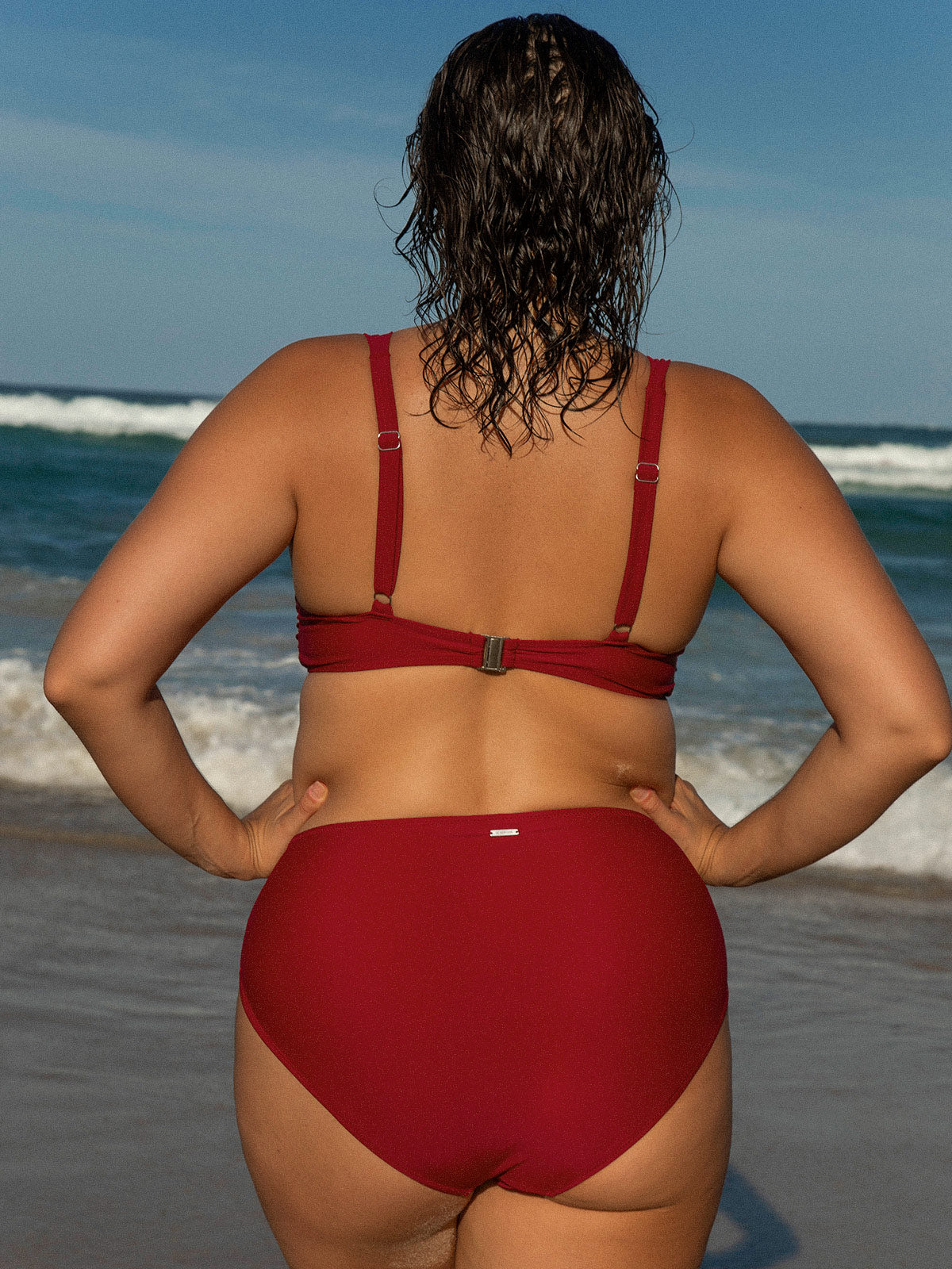 Red Ruched Plus Size Bikini Bottom