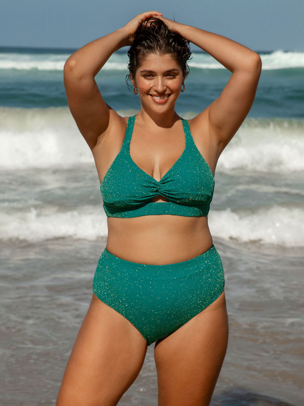 Green Lurex Plus Size Bikini Bottom