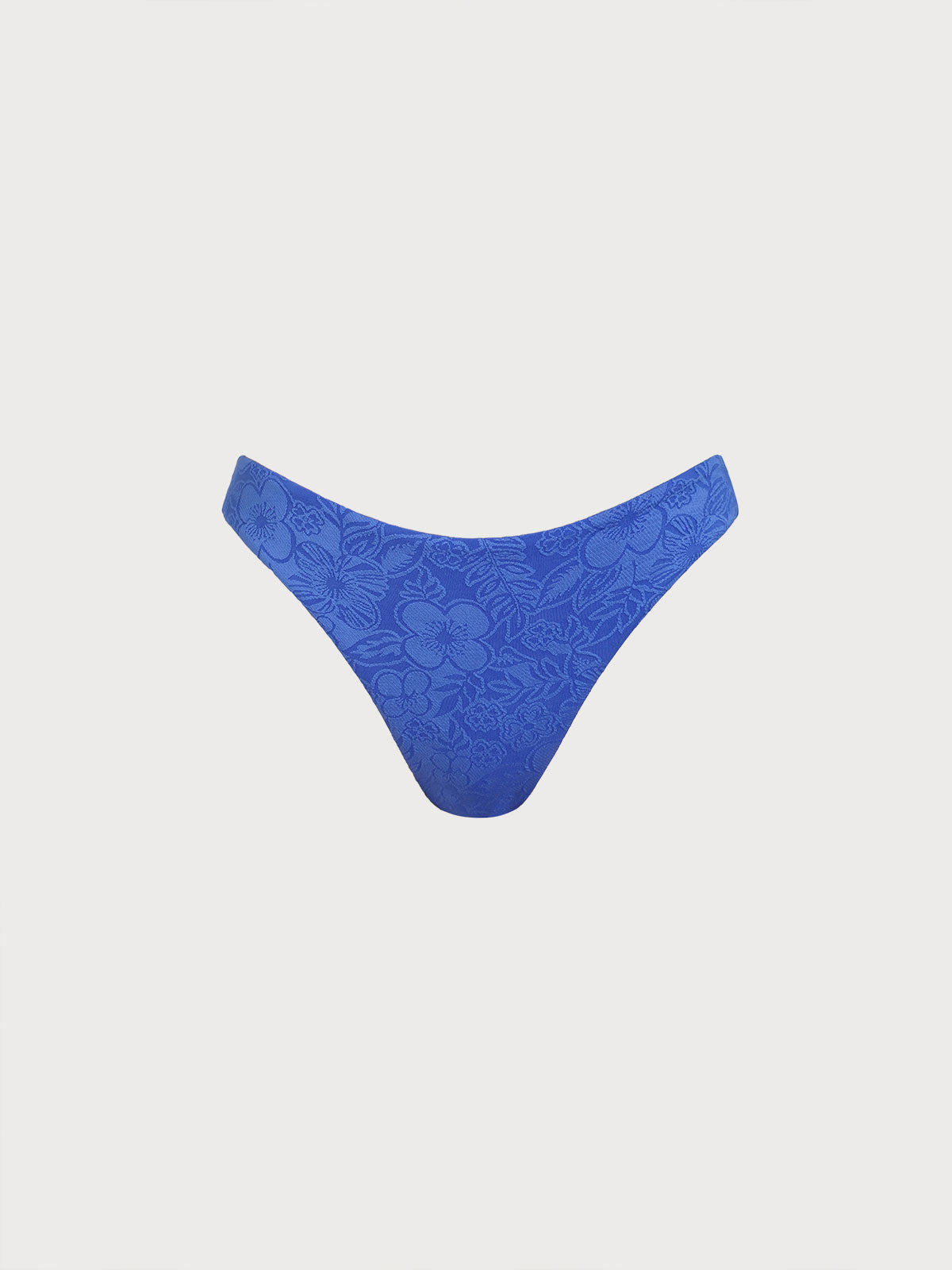 Blue Floral Textured Bikini Bottom