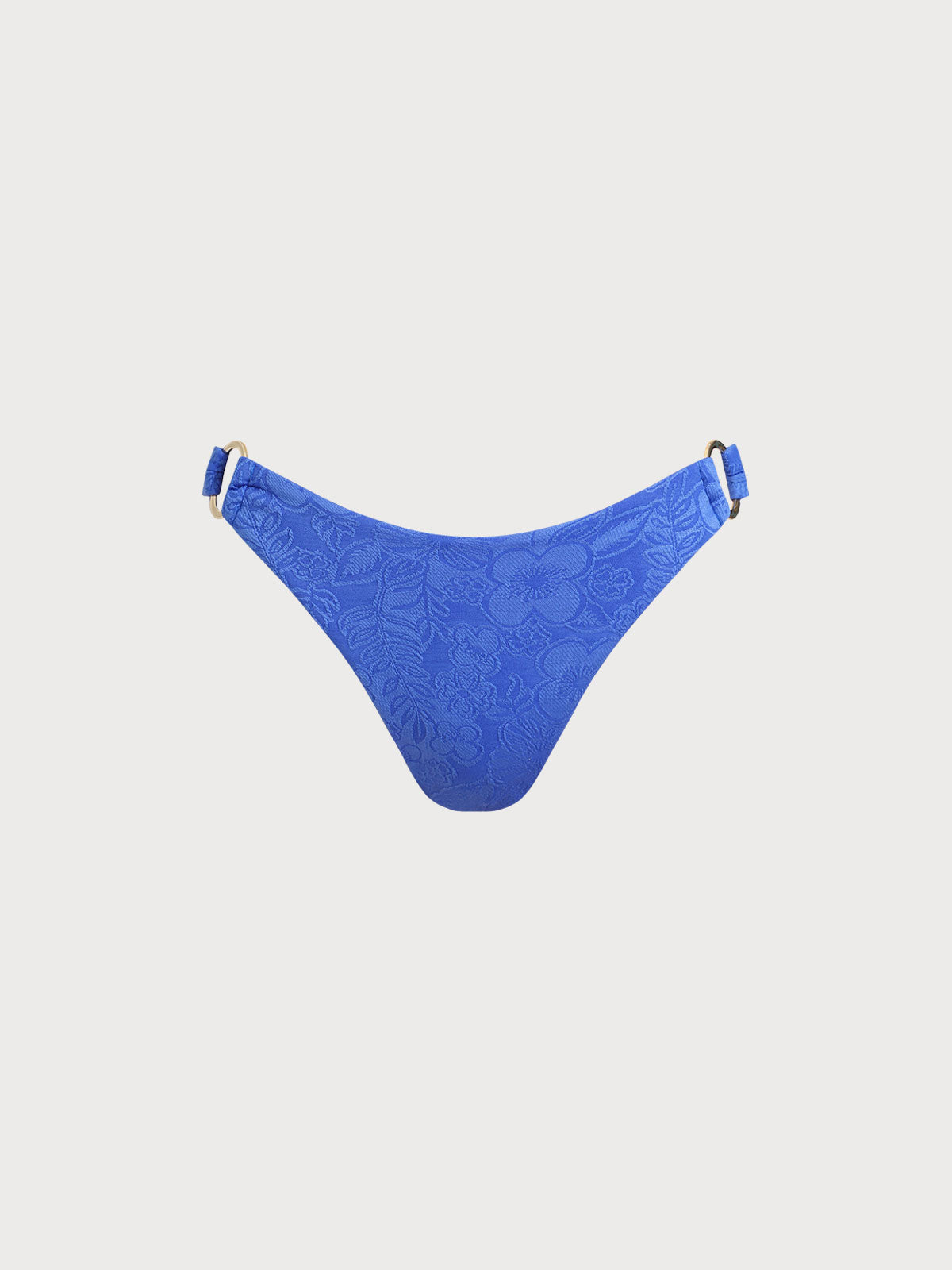 Blue Textured O-Ring Bikini Bottom