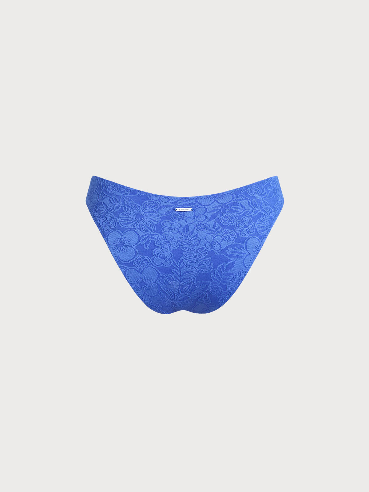 Blue Textured O-Ring Bikini Bottom