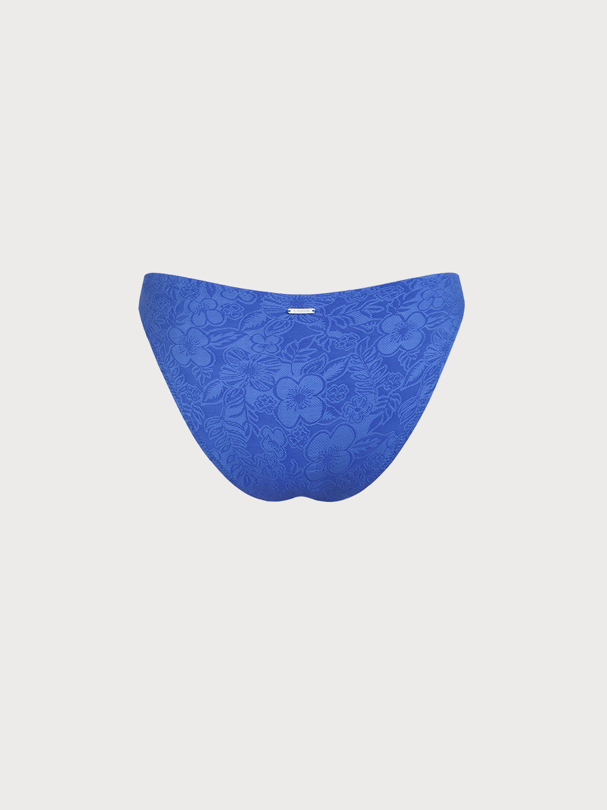 Blue Floral Textured Bikini Bottom
