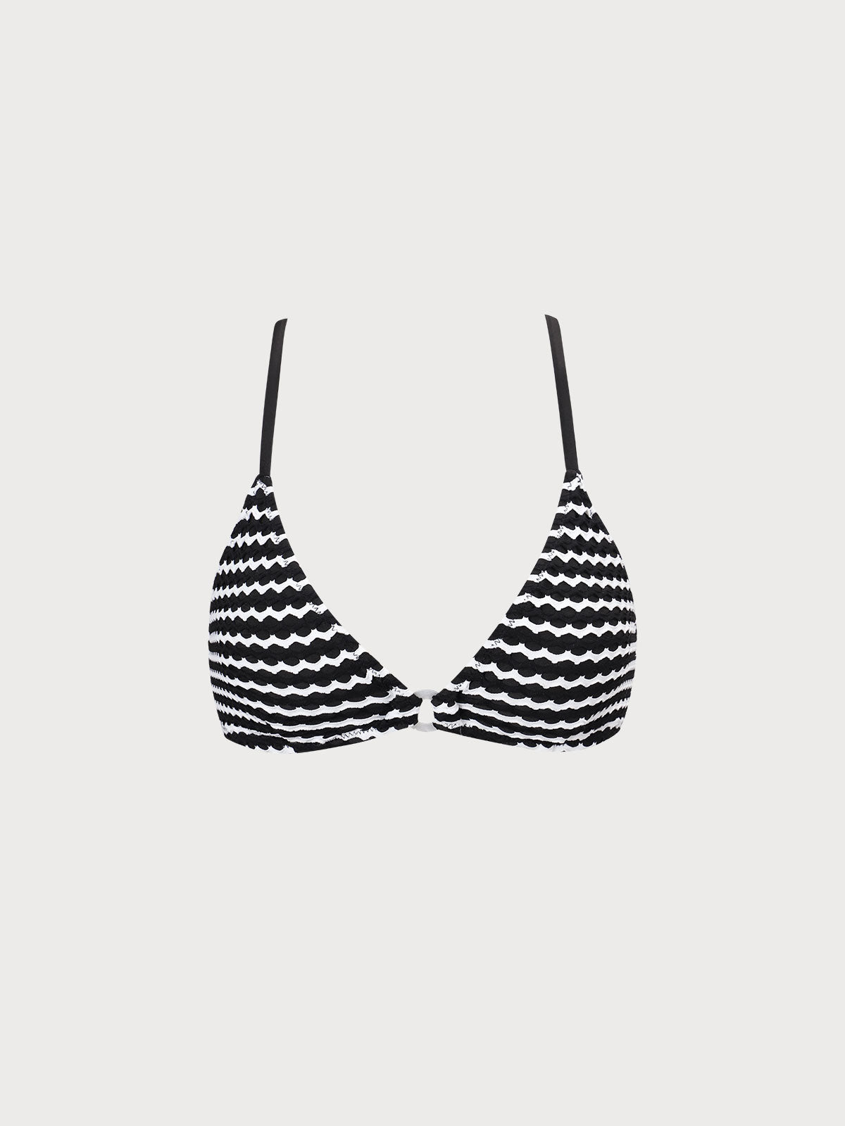 Black Geometric Textured O-Ring Bikini Top