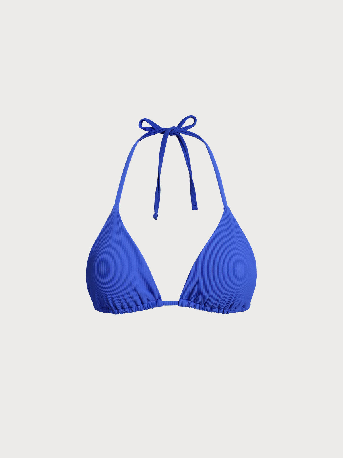 Blue Solid Halter Triangle Bikini Top