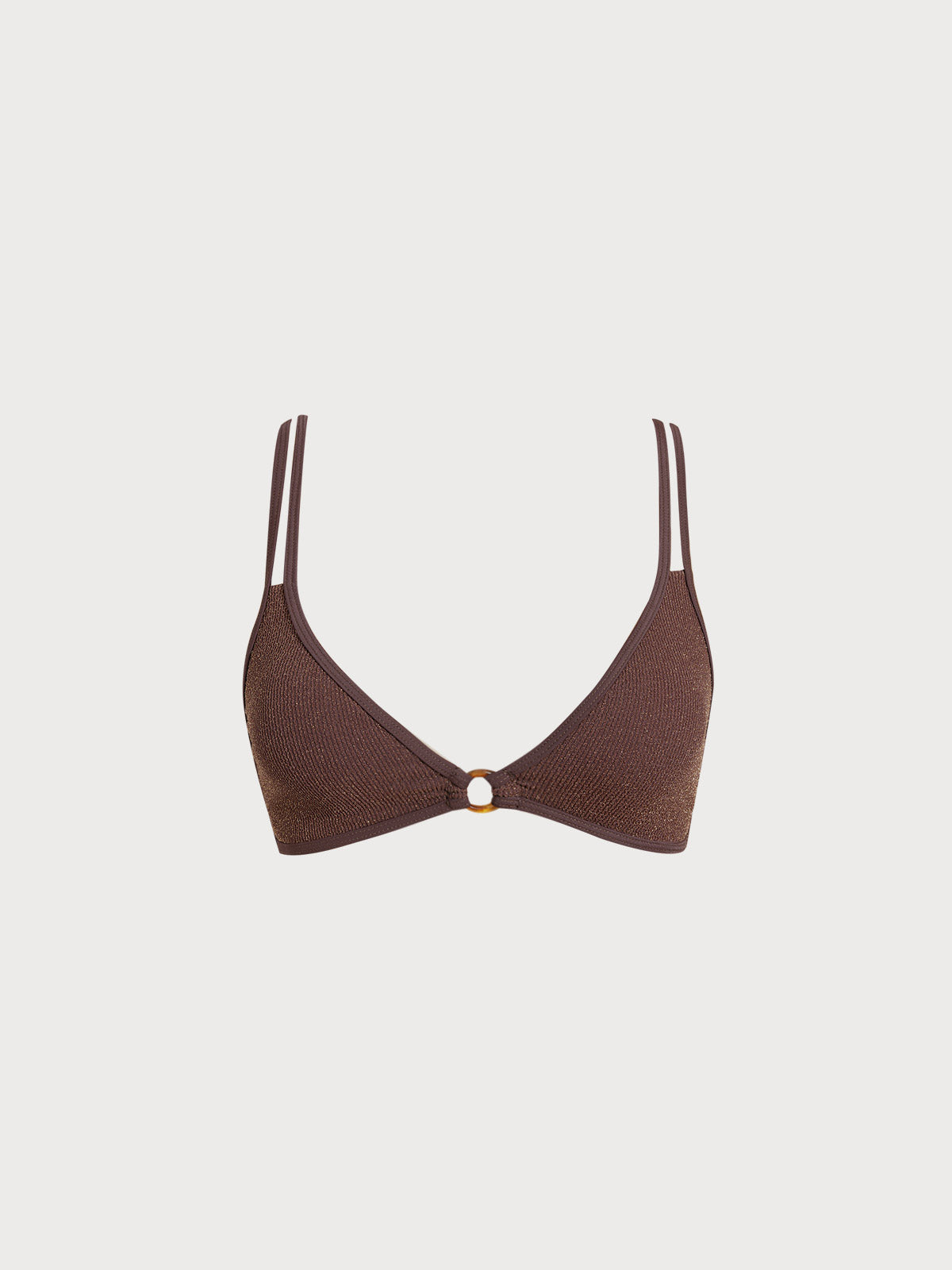 Dark Coffee O-Ring Strappy Bikini Top