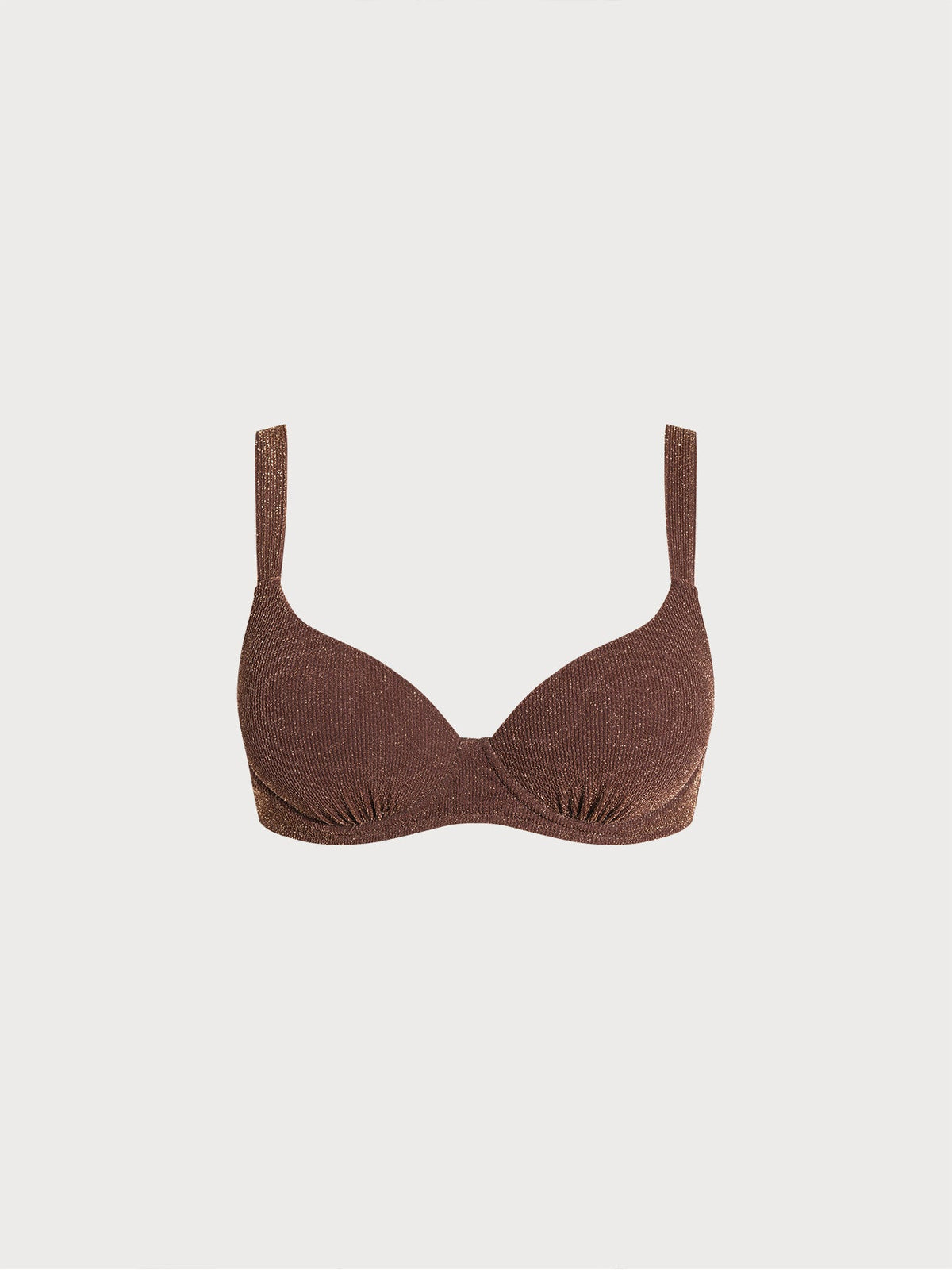 Dark Coffee Textured Underwire Bikini Top
