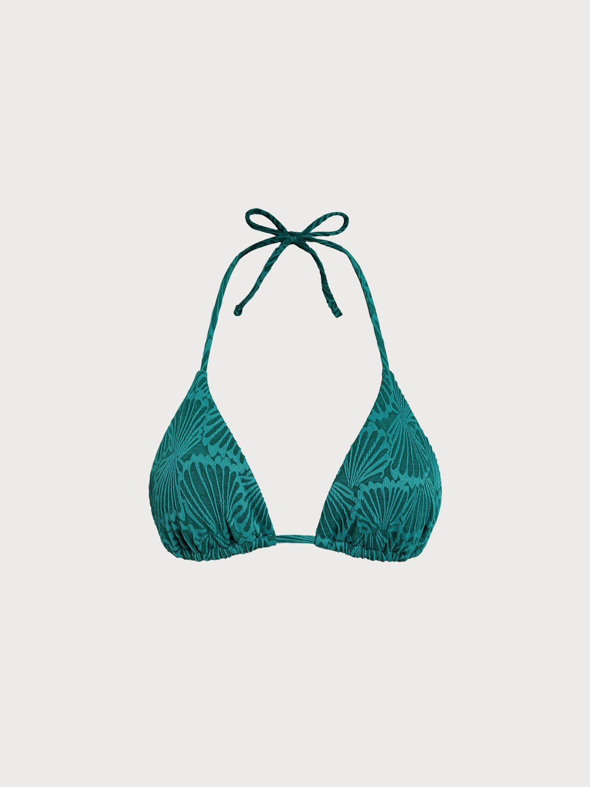 Dark Green Textured Triangle Bikini Top