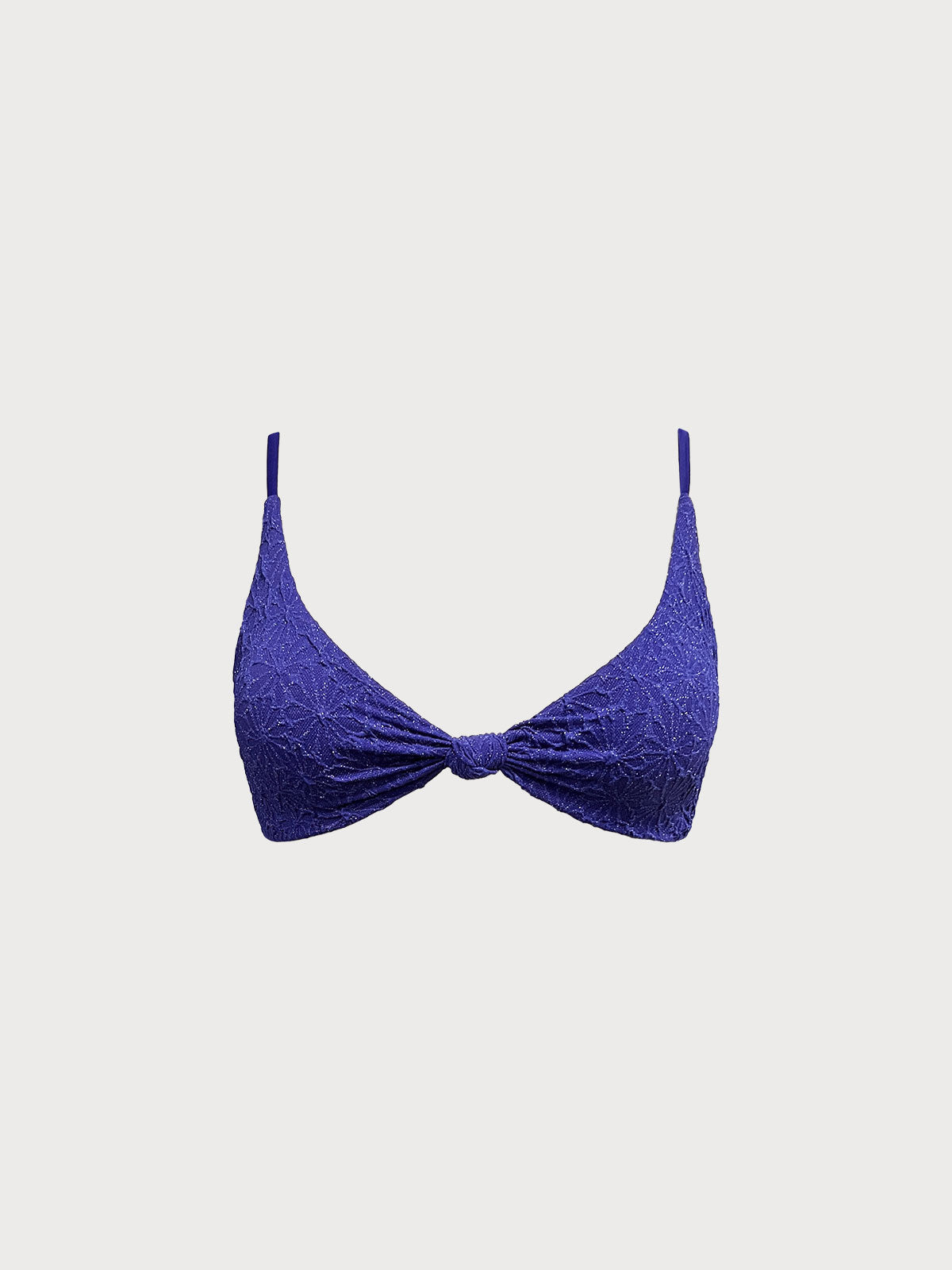 Navy Textured Knot Bikini Top