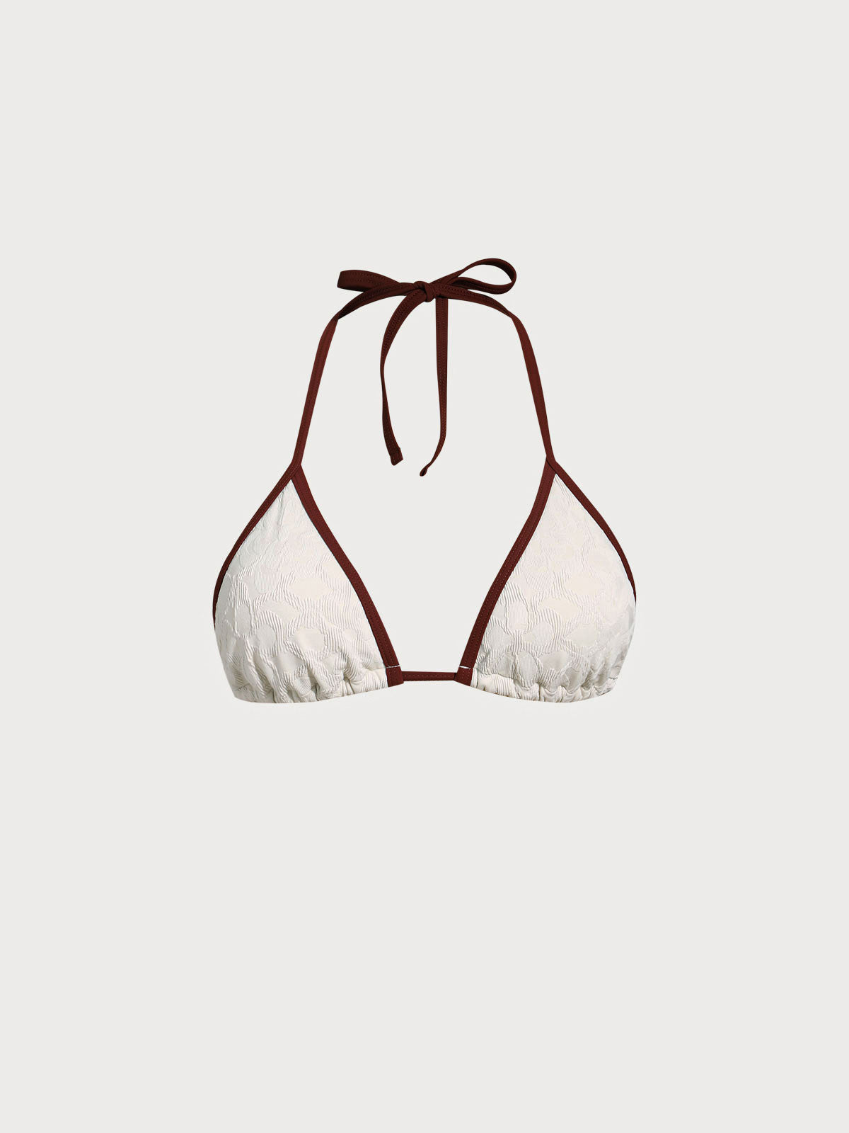 Off White Contrast Tie Bikini Top