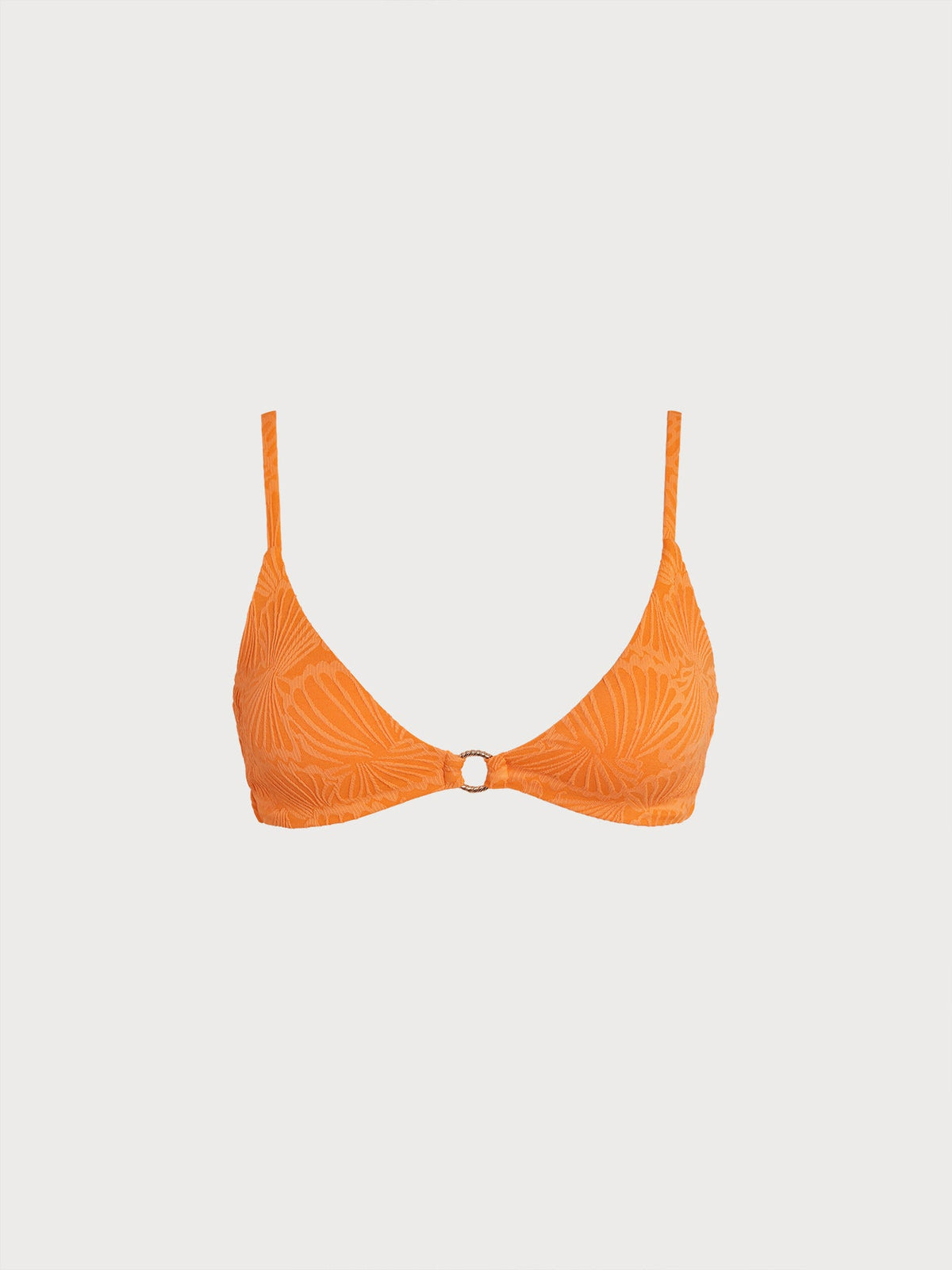 Orange Jacquard O-Ring Bikini Top