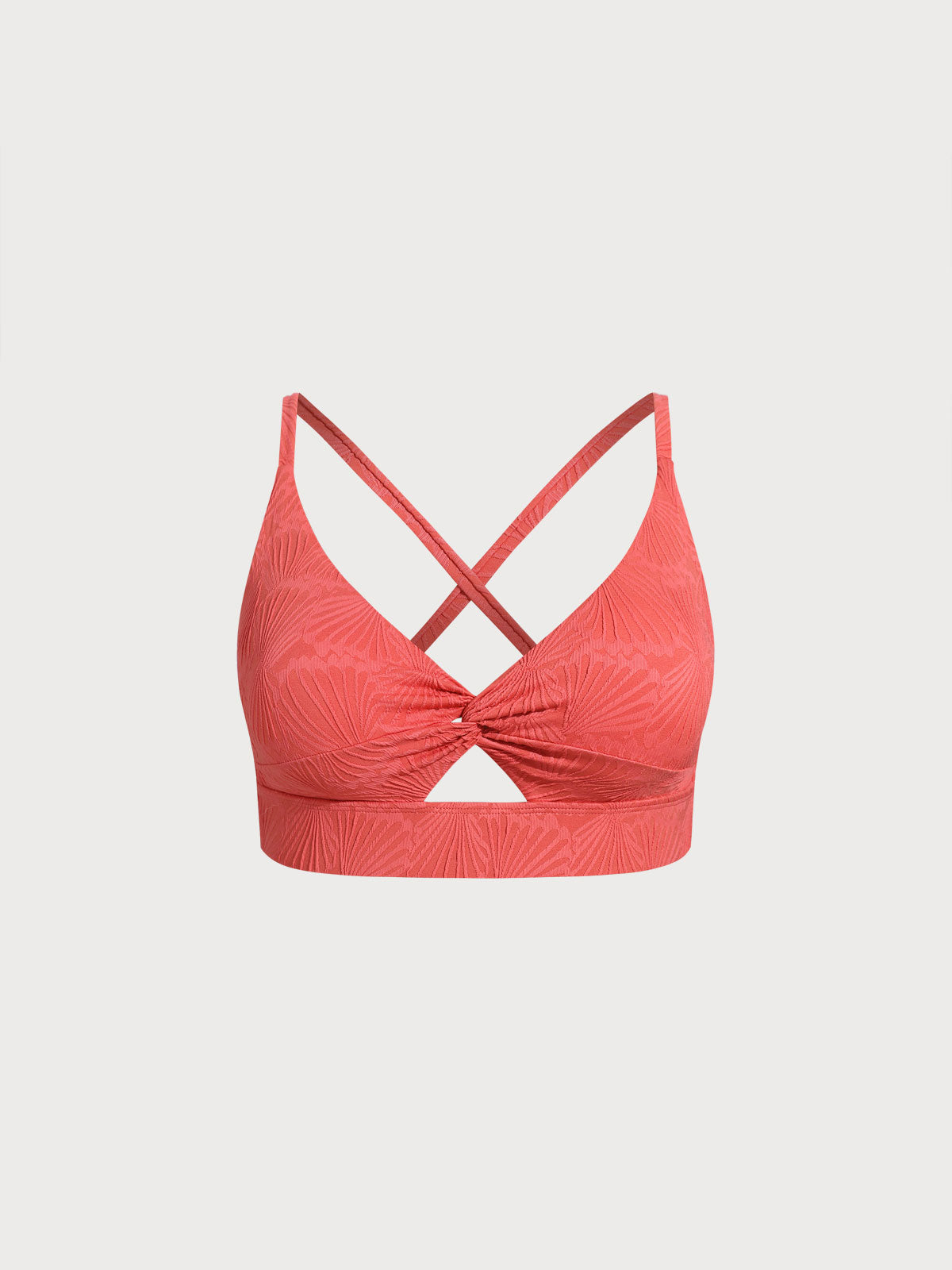 Red Jacquard Twist Plus Size Bikini Top