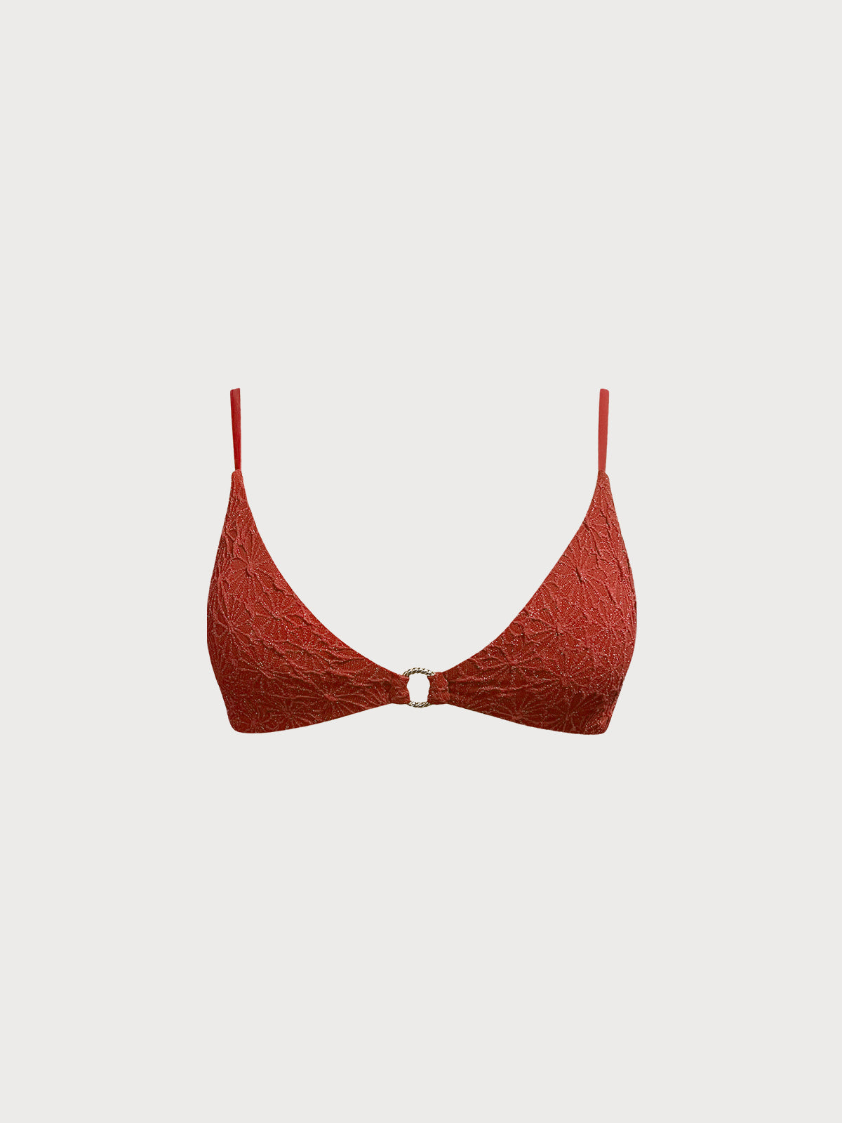 Orange O-Ring Textured Bikini Top
