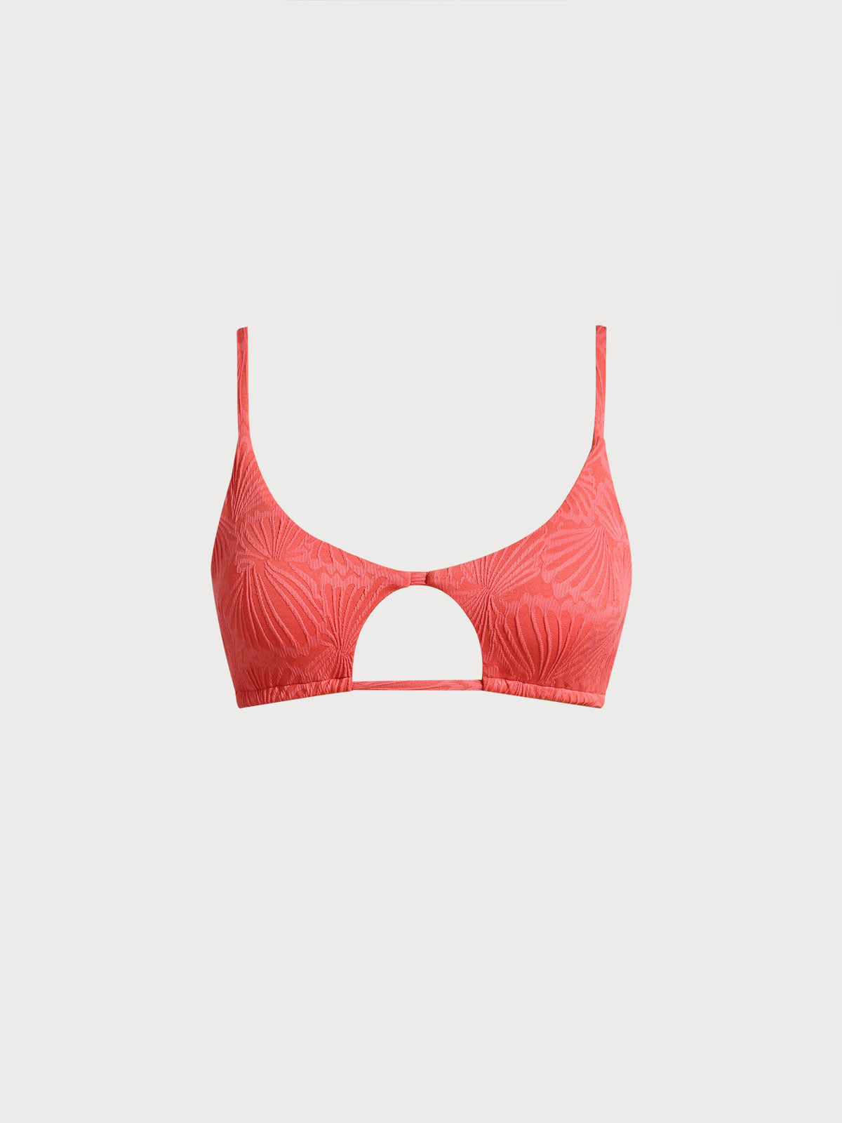 Red Jacquard Cut Out Bikini Top