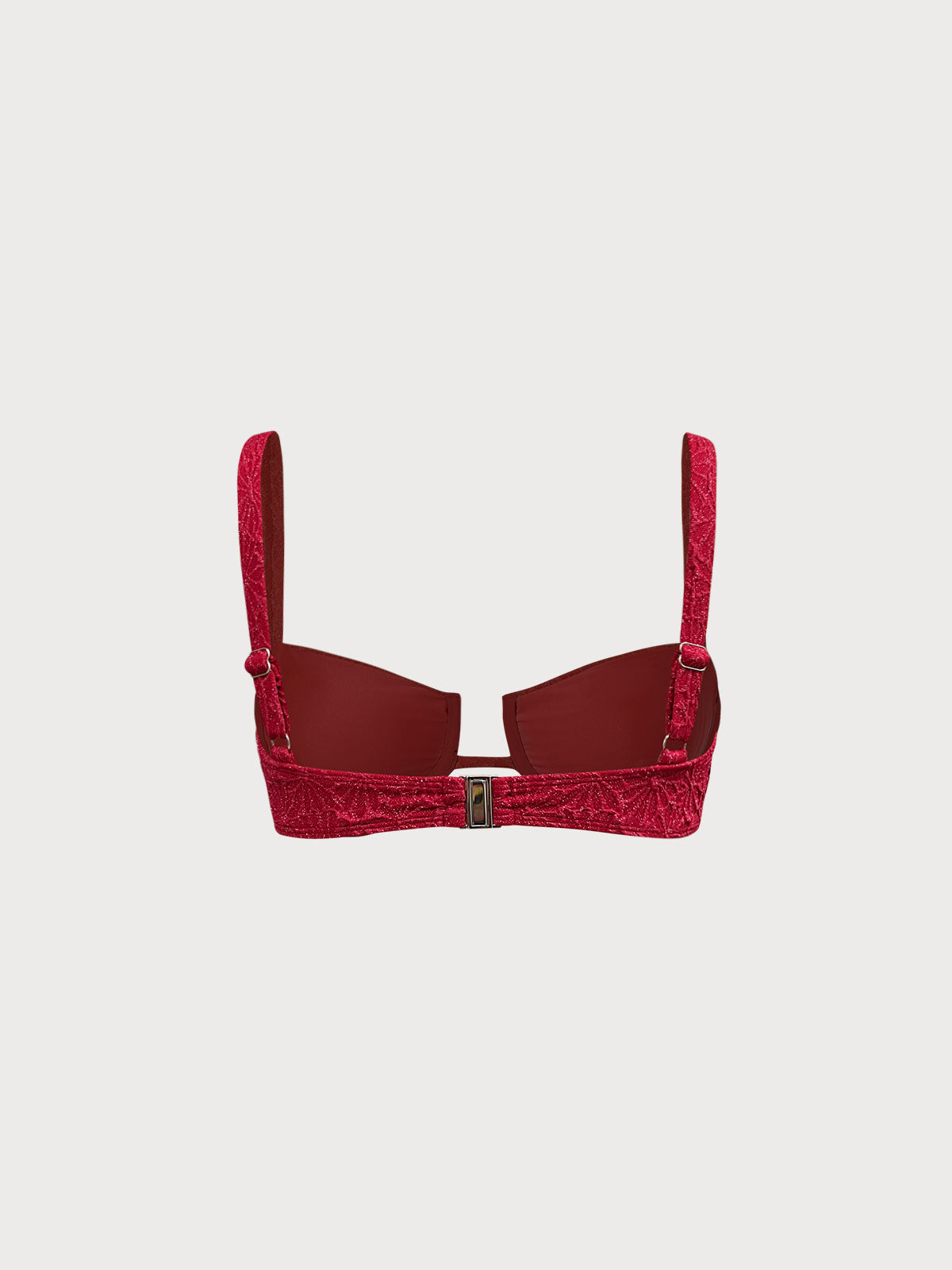 Wine Red Sparkle Textured Underwire Bikini Top