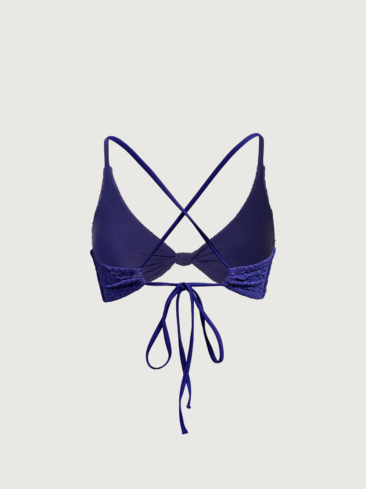 Navy Textured Knot Bikini Top