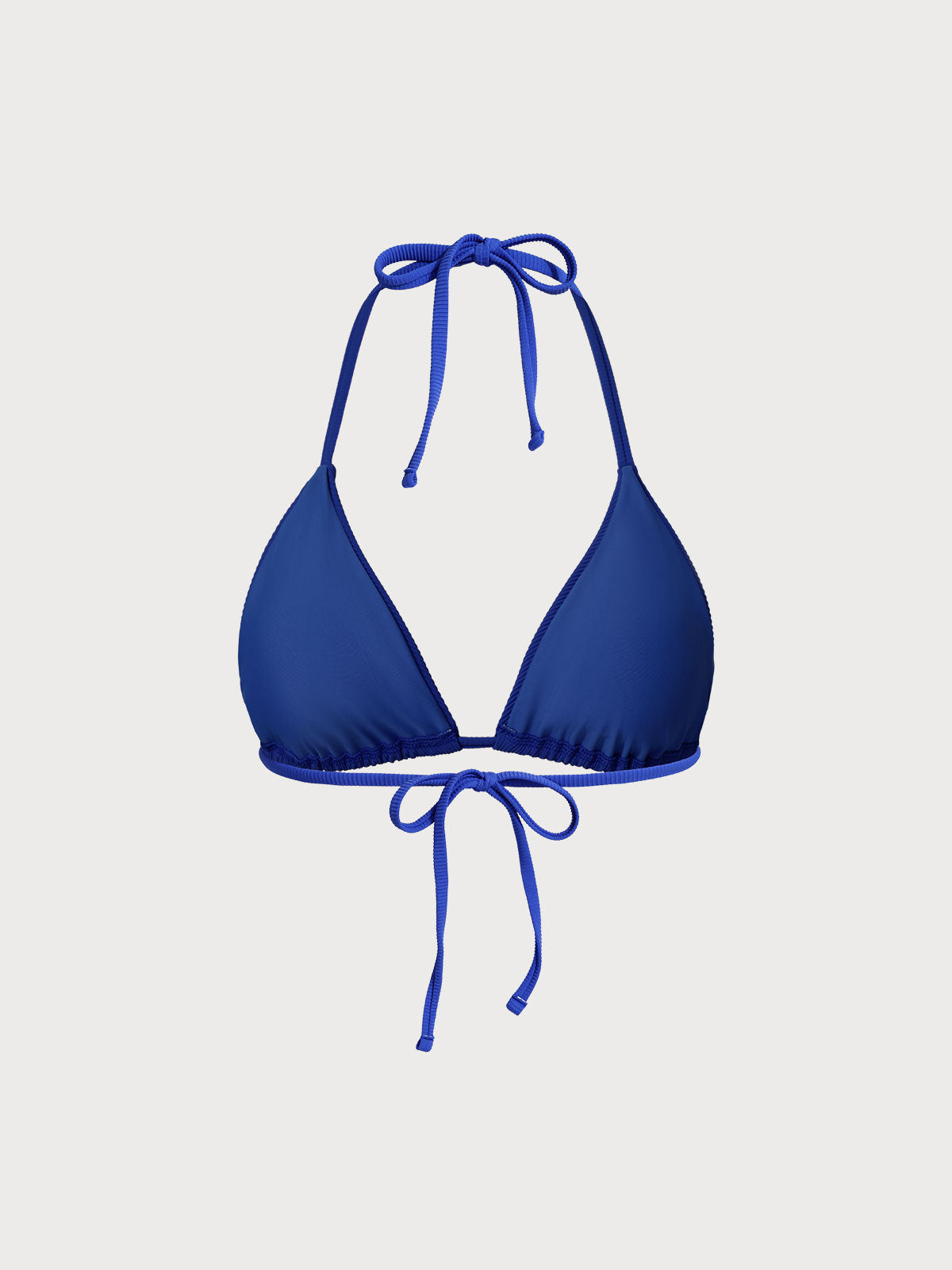 Blue Solid Halter Triangle Bikini Top