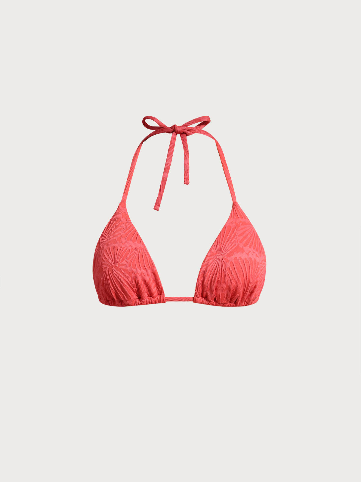 Red Jacquard Triangle Bikini Top