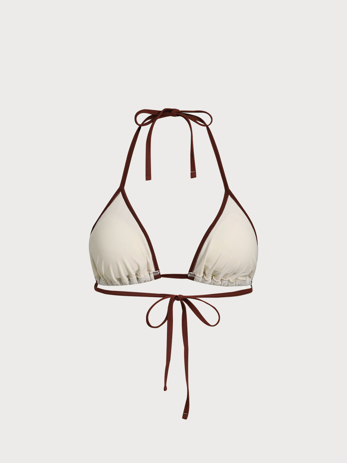 Off White Contrast Tie Bikini Top