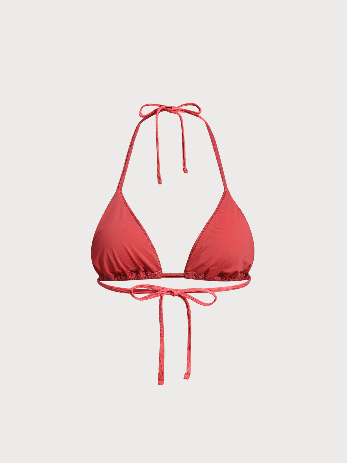 Red Jacquard Triangle Bikini Top