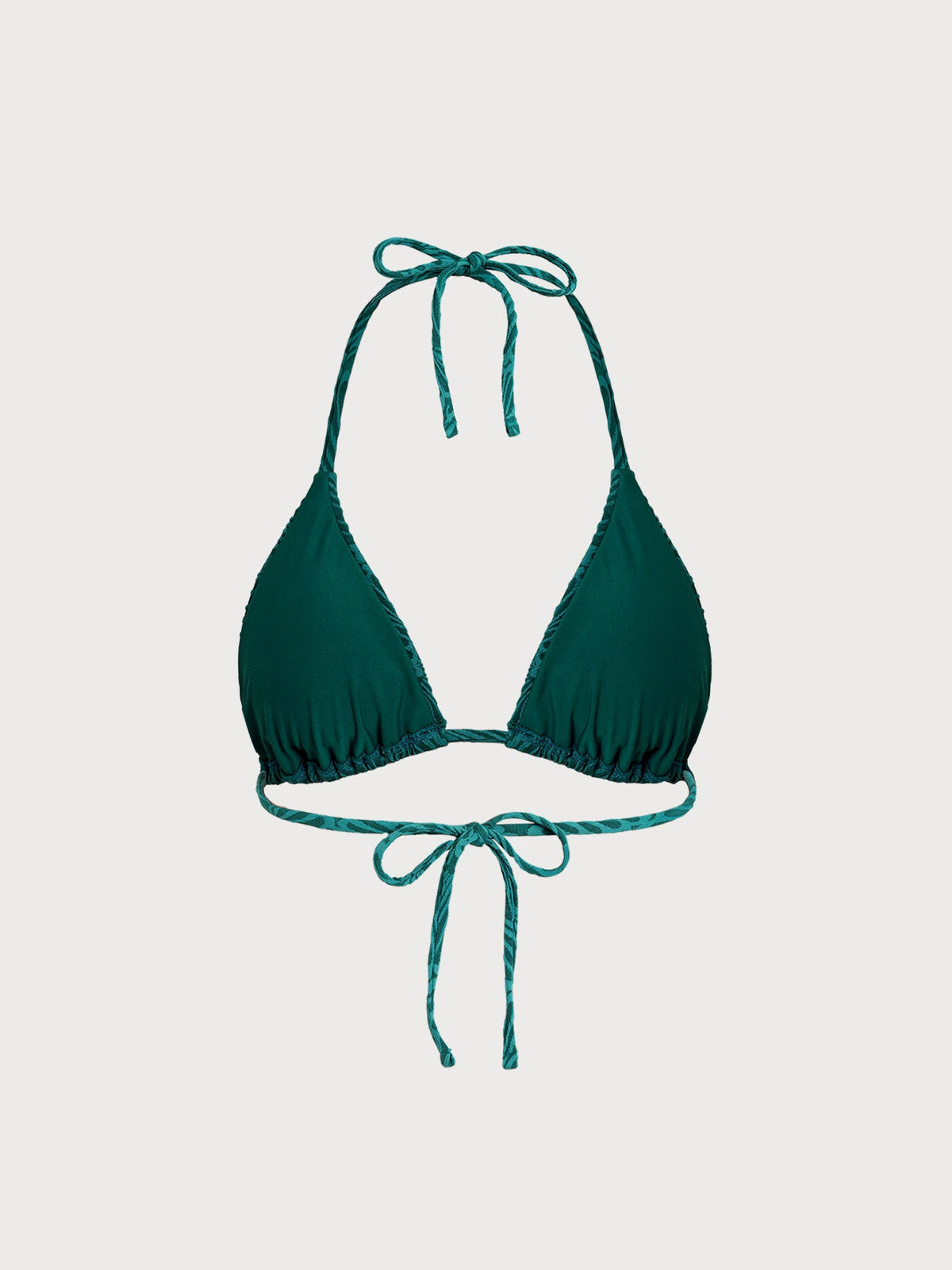 Dark Green Textured Triangle Bikini Top