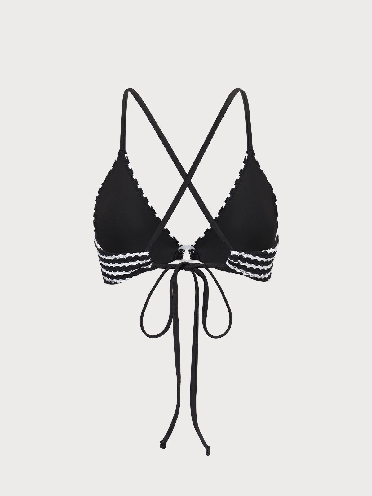 Black Geometric Textured O-Ring Bikini Top